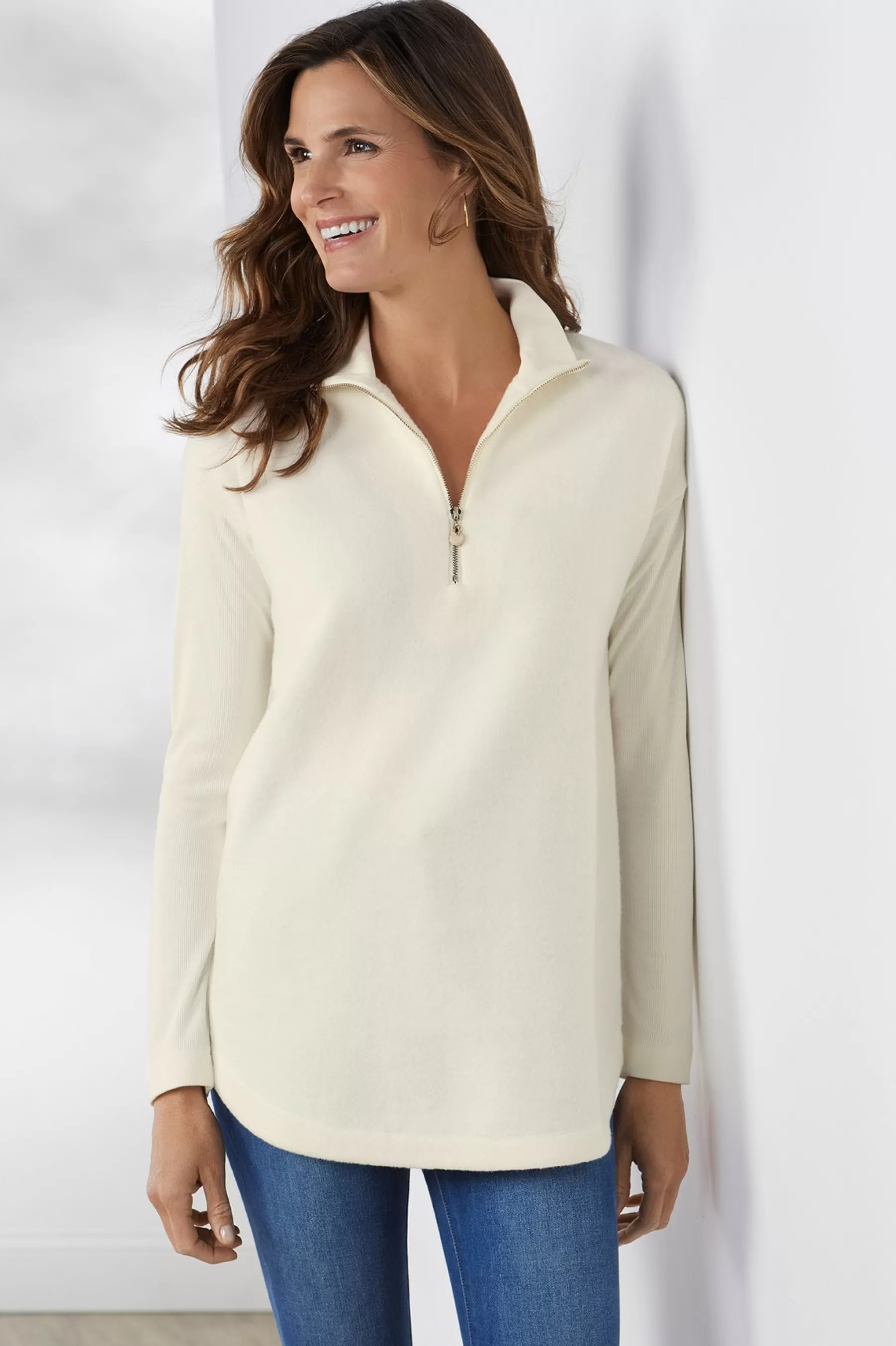 Wear Now Styles | Sweaters & Cardigans-Soft Surroundings Adalyn Pullover Tunic Grey Blue Heather