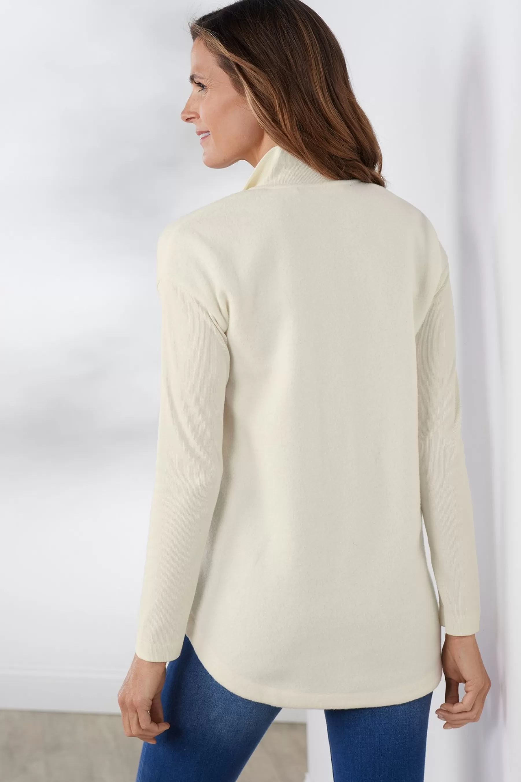 Wear Now Styles | Sweaters & Cardigans-Soft Surroundings Adalyn Pullover Tunic Grey Blue Heather