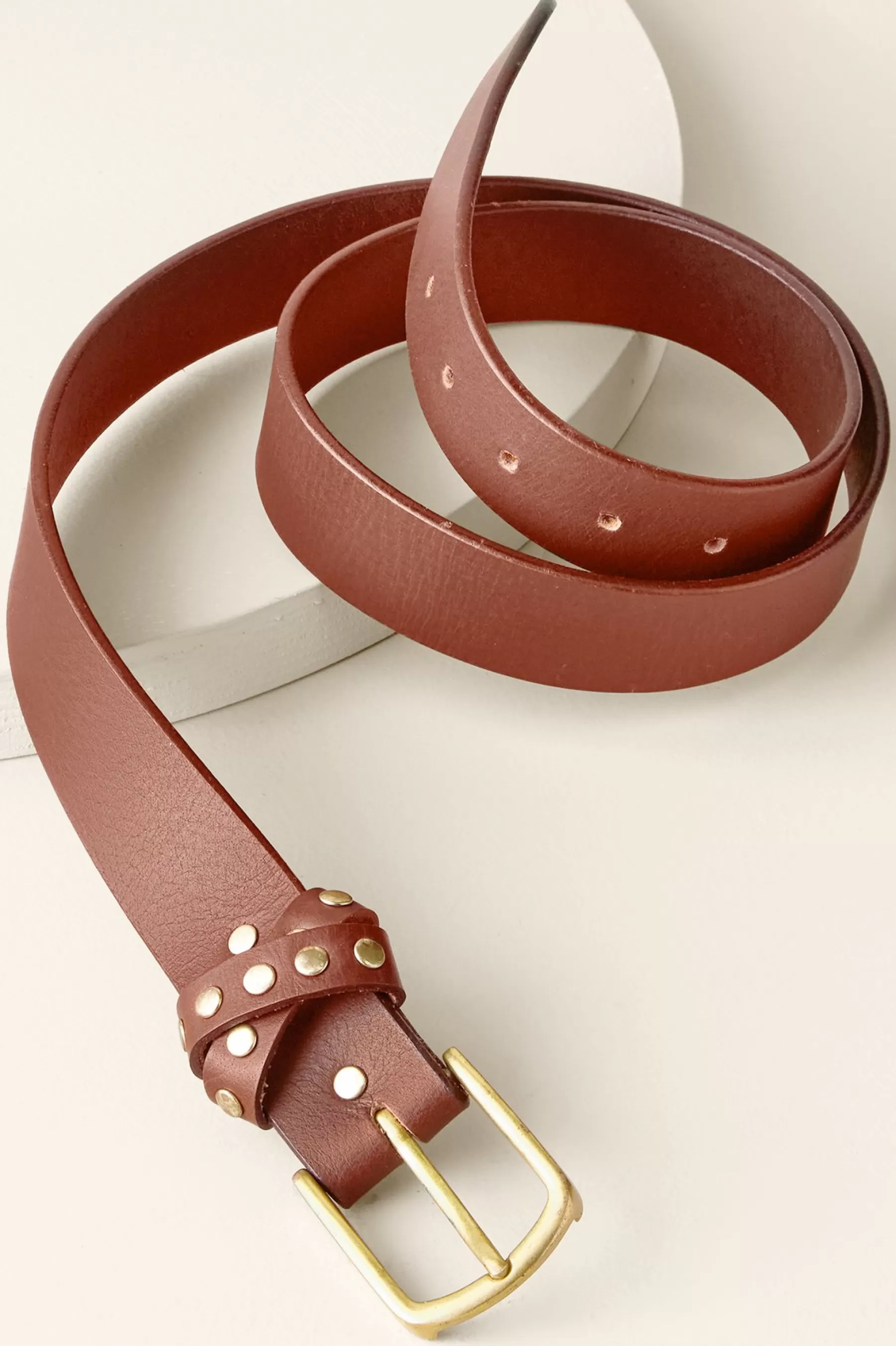 Belts-Soft Surroundings Aja Studded Belt Brown