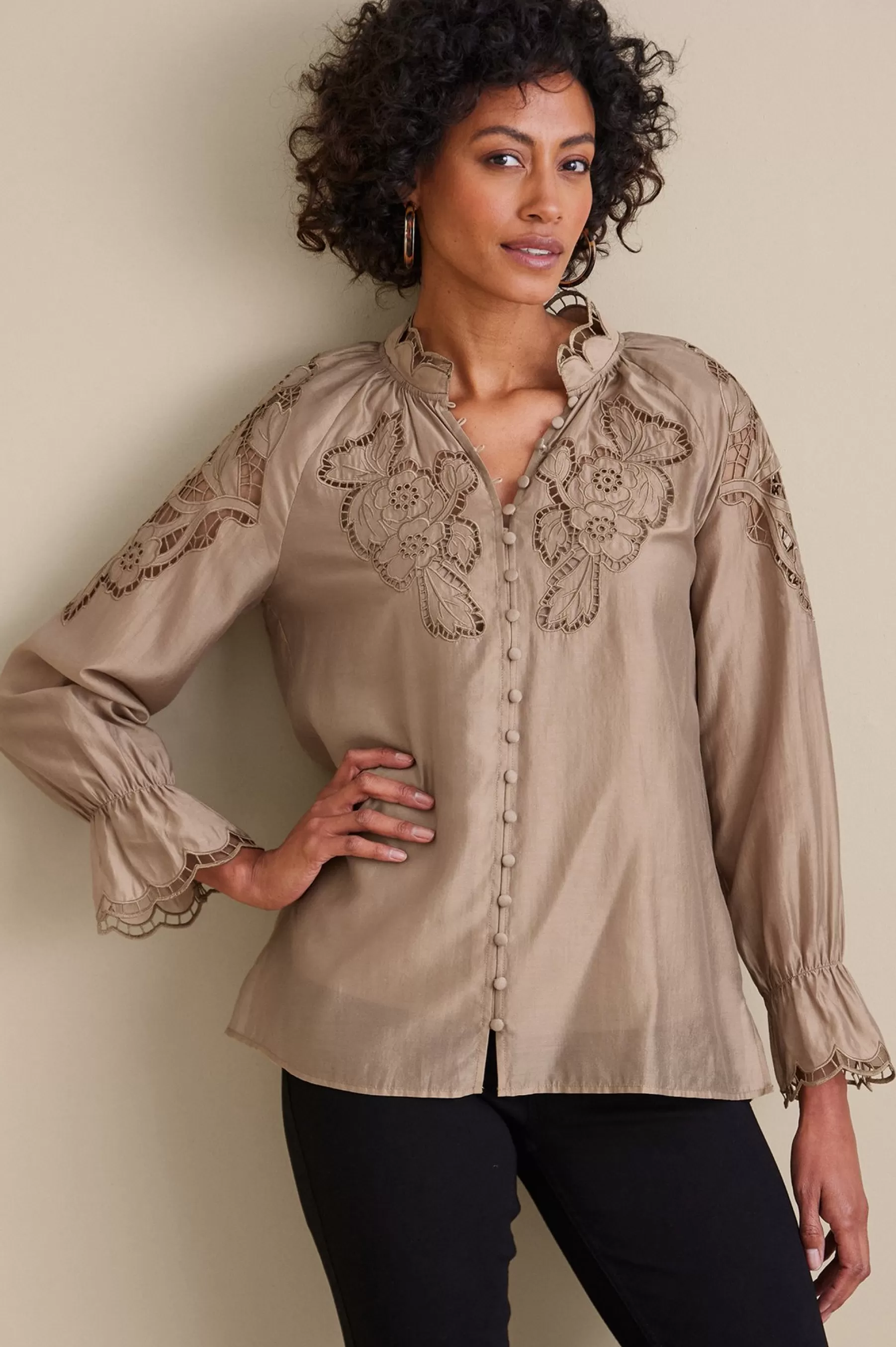 Feminine Flourish | Global Artistry-Soft Surroundings Anthos Top & Tank Stone Grey