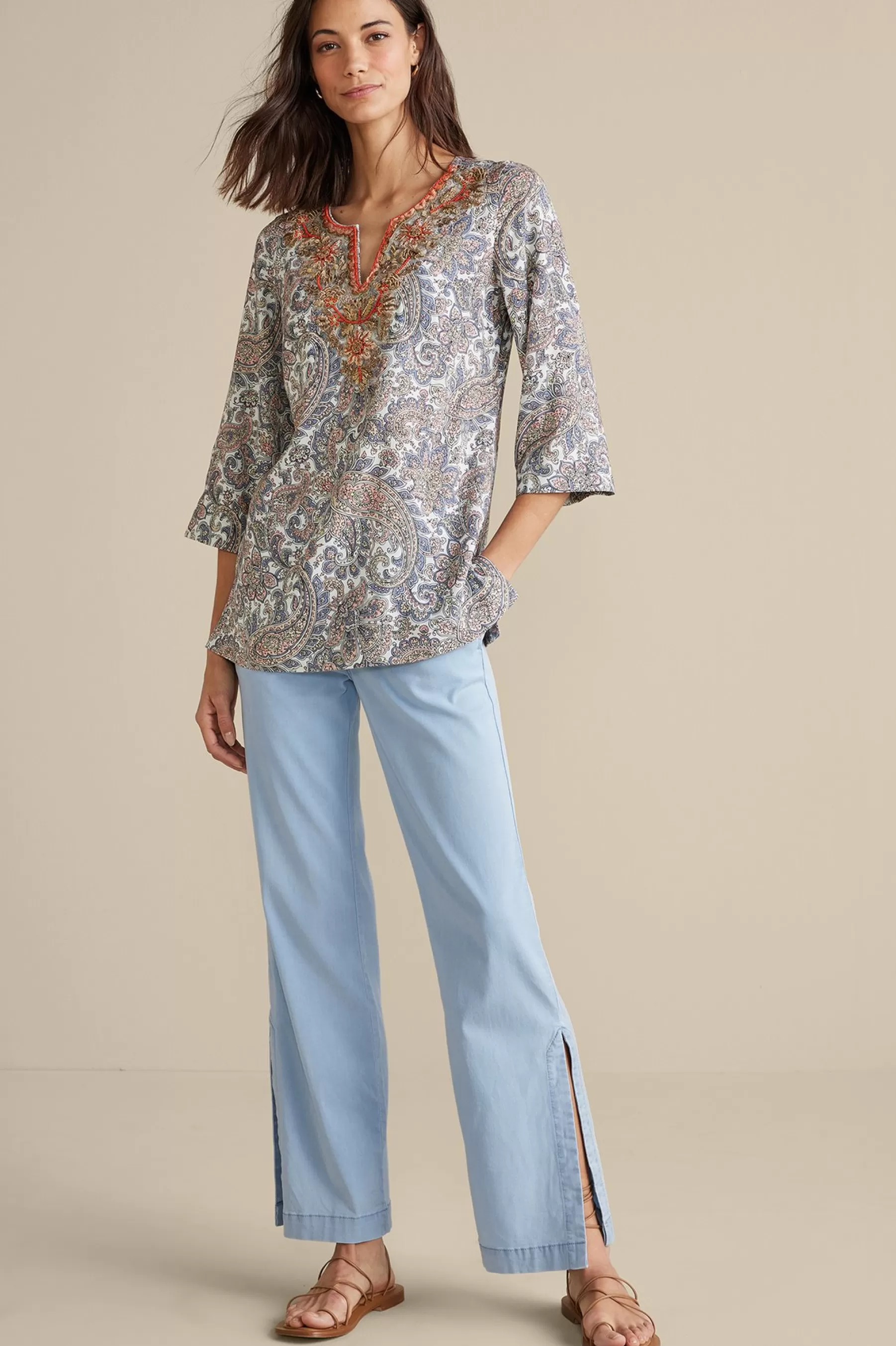 Vacation Shop | Wear Now Styles-Soft Surroundings Arcadia Wide Leg Pants Light Chambray