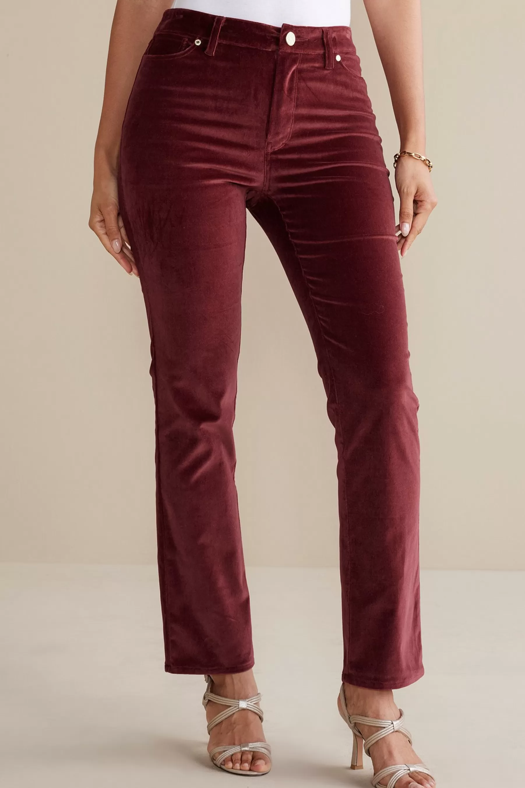 EVelvet Styles | full length-Soft Surroundings Blakely Velveteen Pants Cabernet