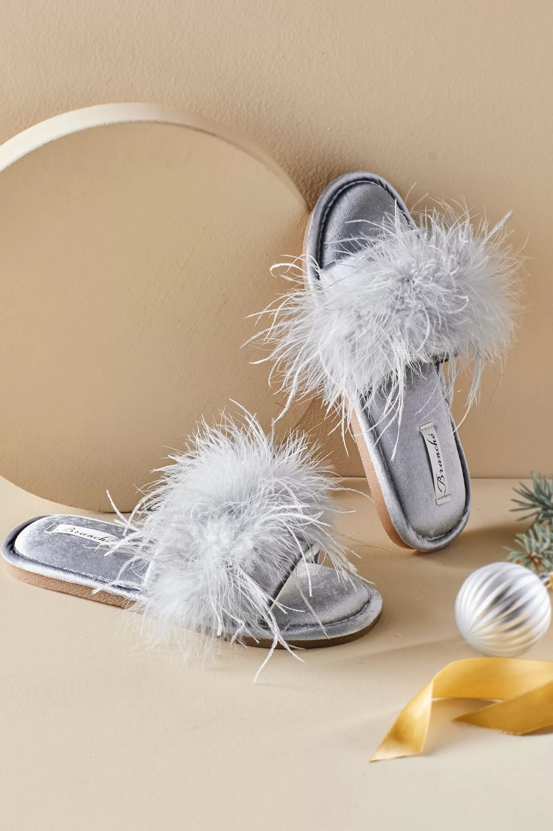 socks & slippers-Soft Surroundings Branche Kiki Feather Slipper Silver