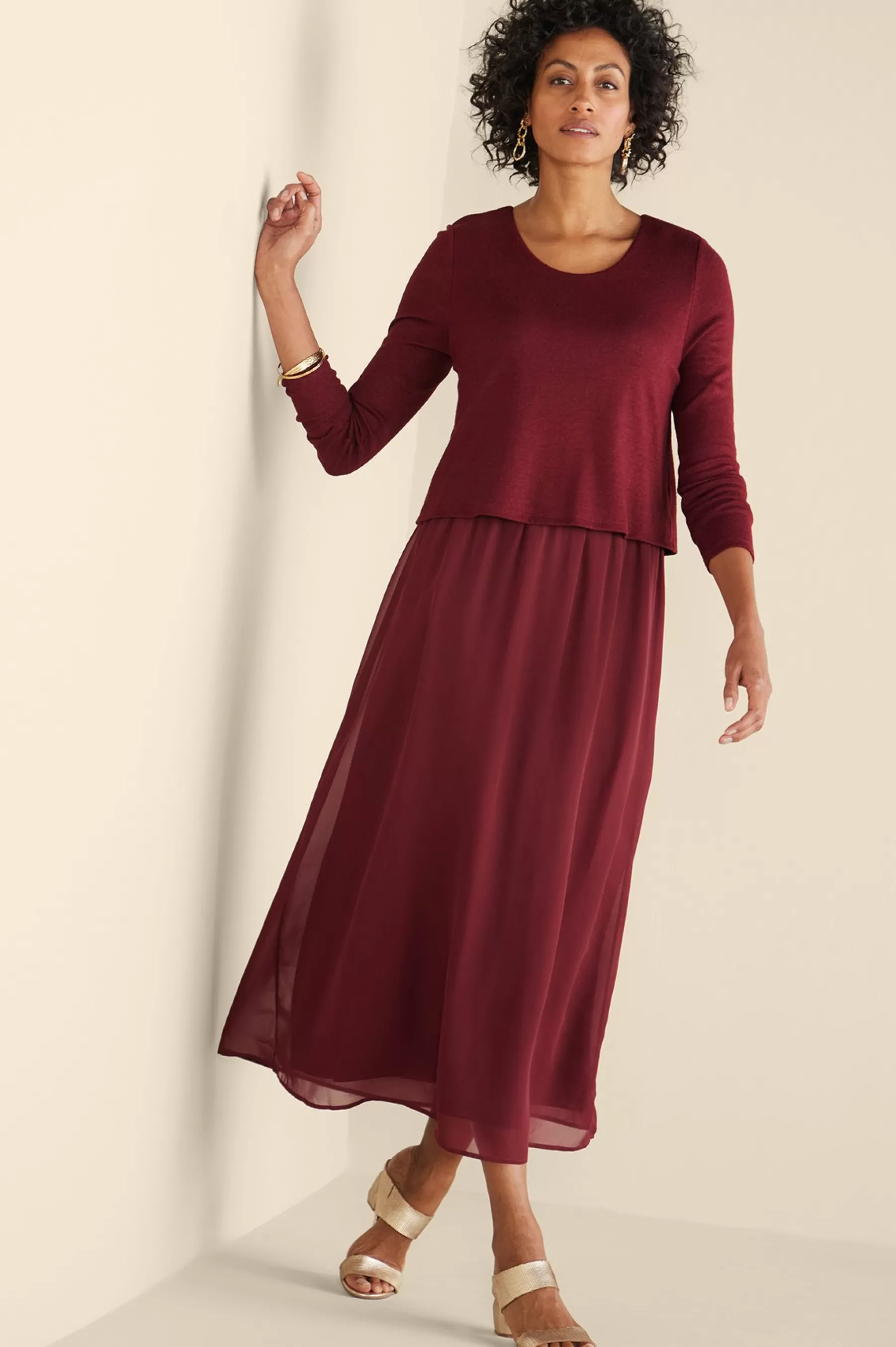 solids | maxi-Soft Surroundings Cassie Dress Cabernet