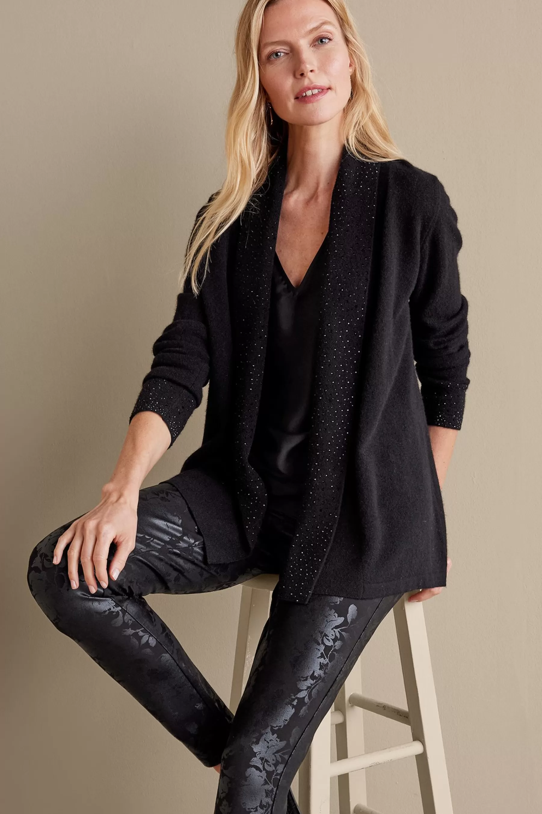 Everyday Styles | Sweaters & Cardigans-Soft Surroundings Celeste Cashmere Cardigan Black