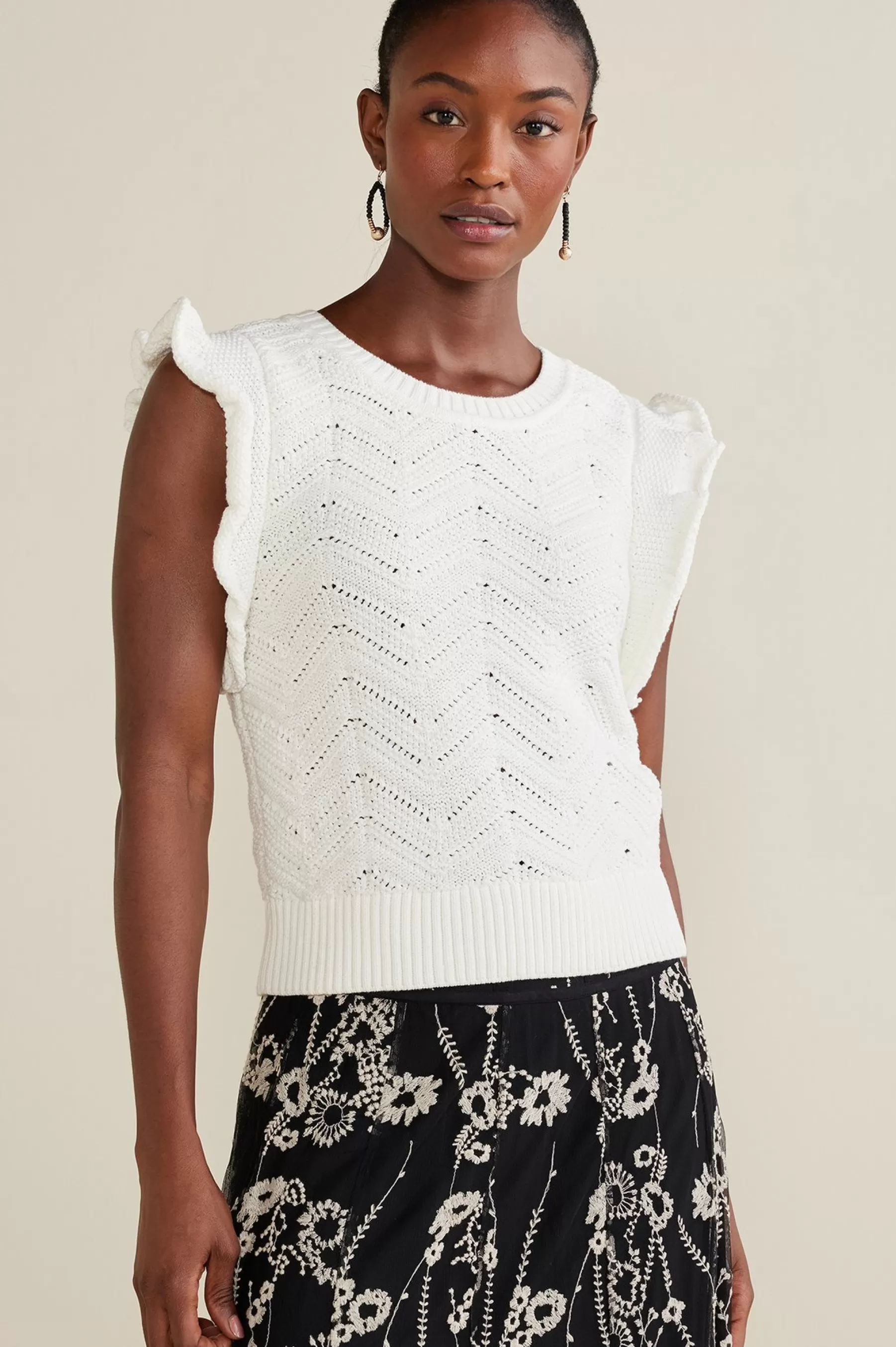 Sweaters & Cardigans | sleeveless-Soft Surroundings Celina Flutter Sleeve Sweater Ivory Pearl