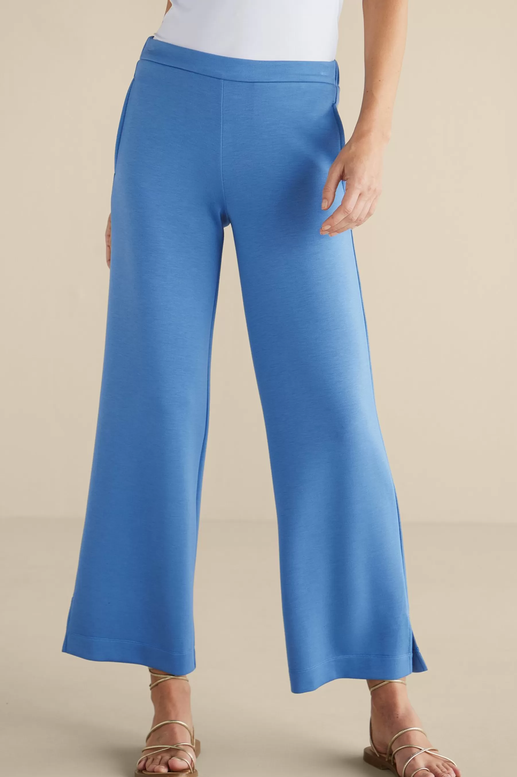 Into The Blues | full length-Soft Surroundings Ceri Knit Wide-Leg Pants Black