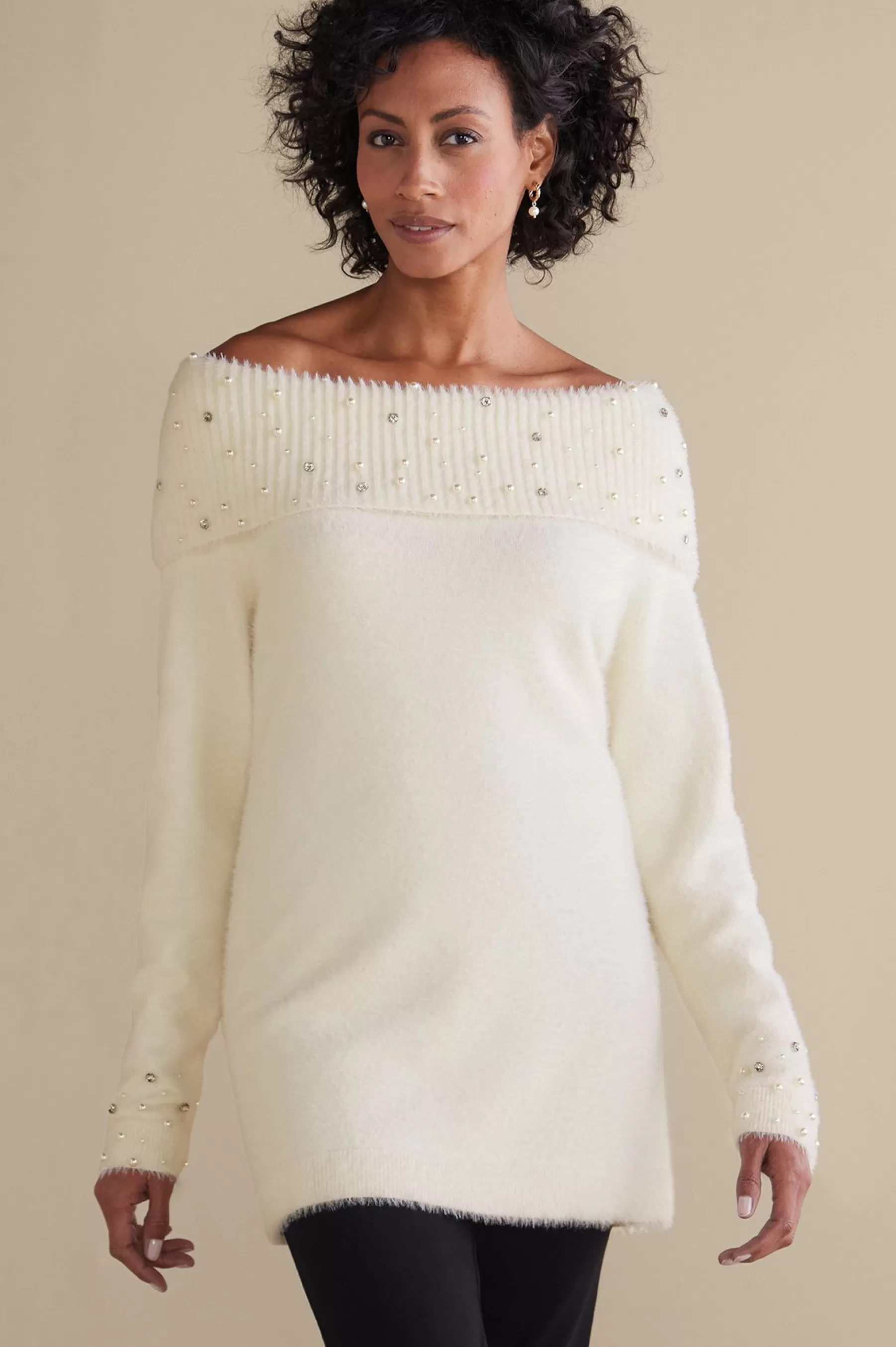 Sweaters & Cardigans | long sleeve-Soft Surroundings Christina Sweater Ivory Pearl