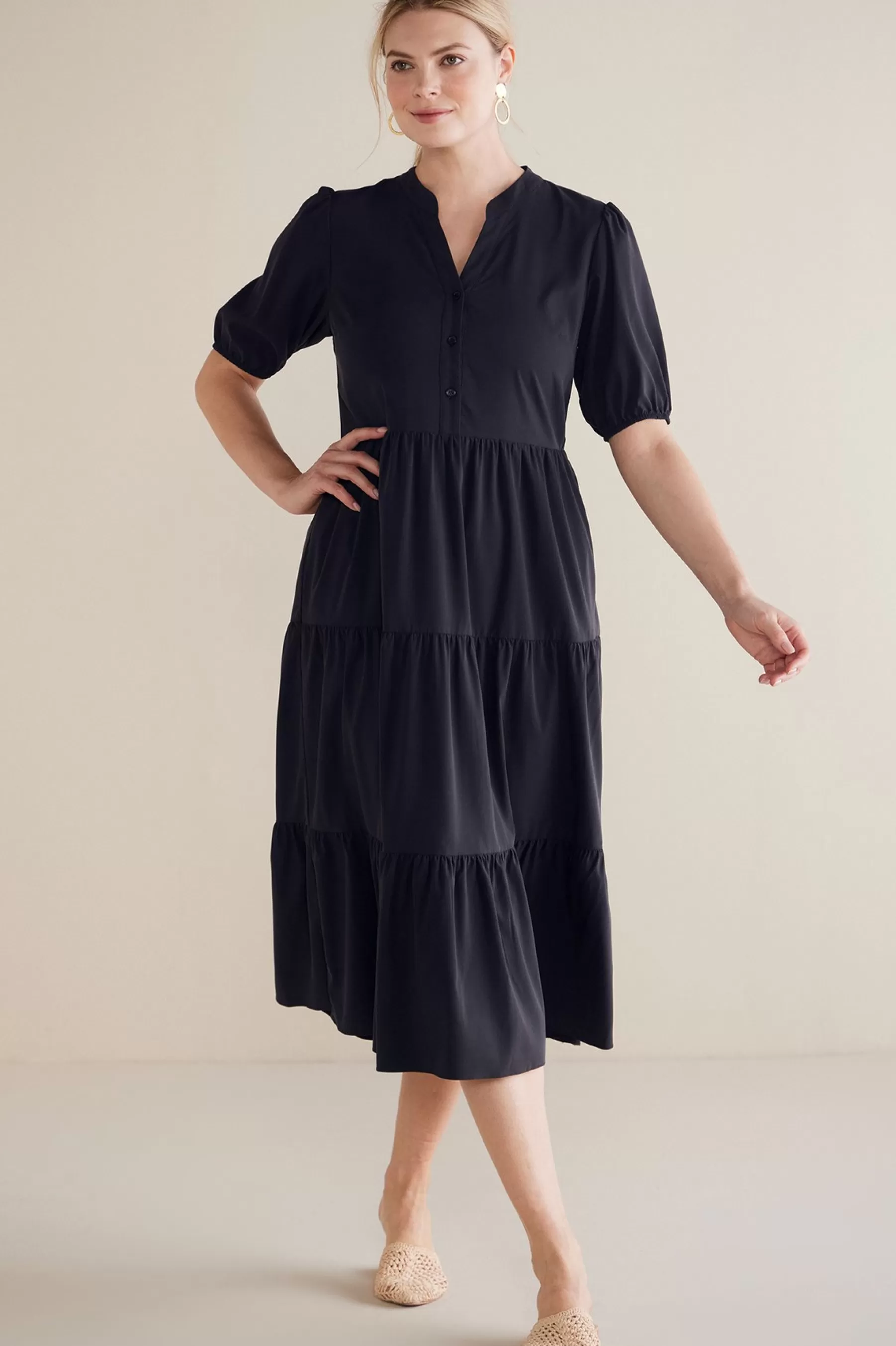 solids | mid-length-Soft Surroundings Claudia Midi Dress Black