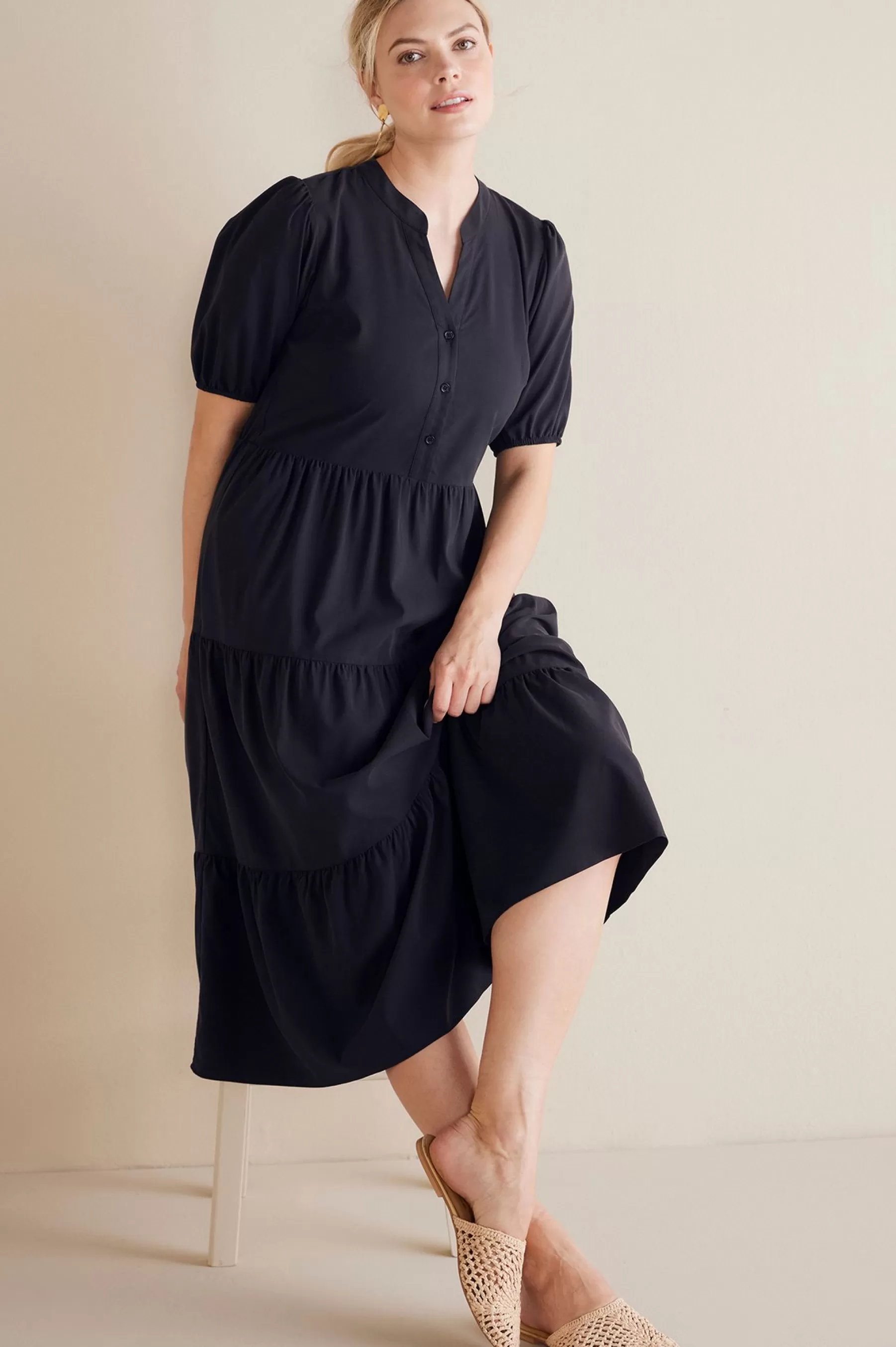 solids | mid-length-Soft Surroundings Claudia Midi Dress Black