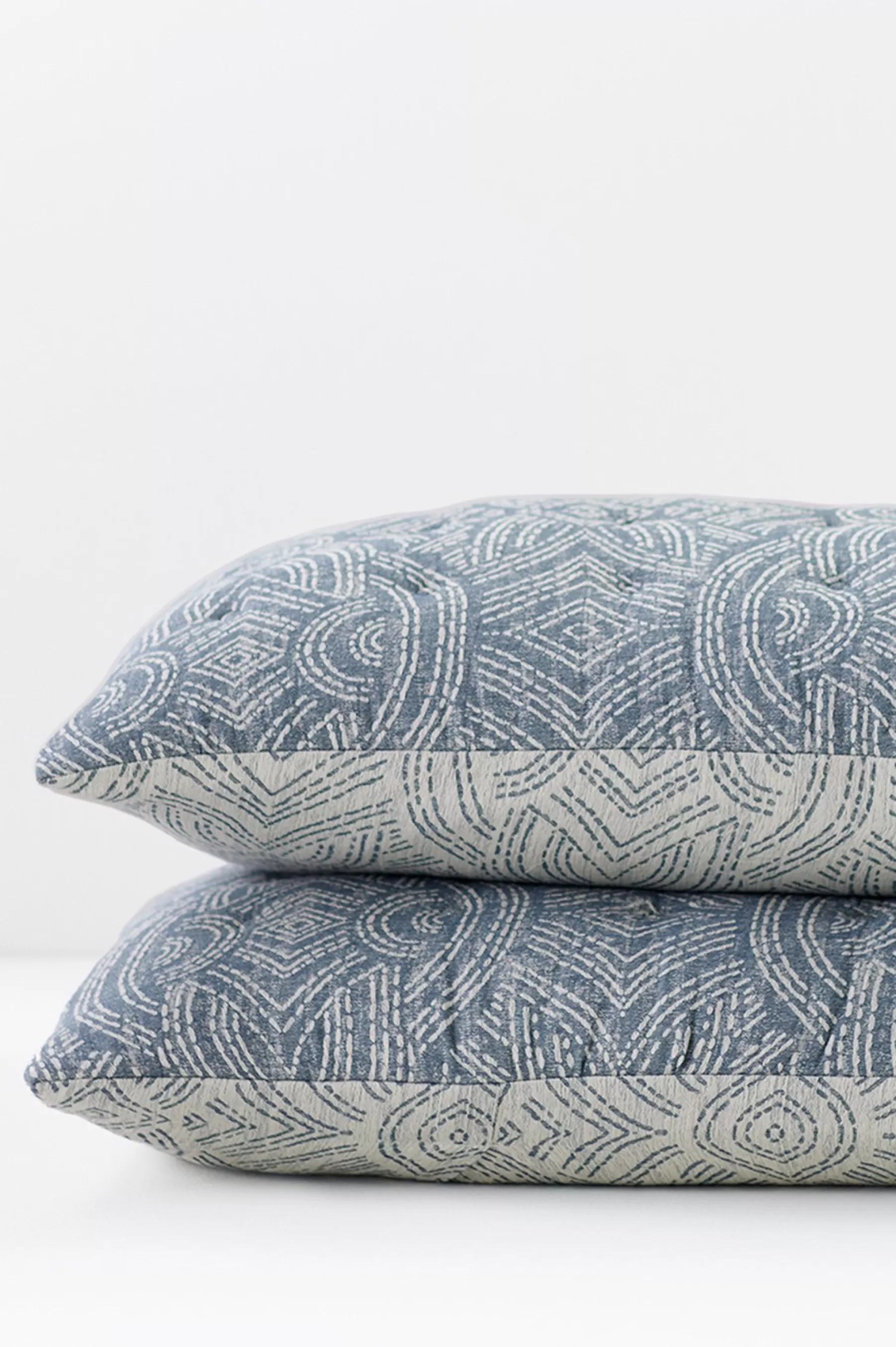 pillowcases & shams-Soft Surroundings Cordova Reversible Jacquard Sham Faded Blue