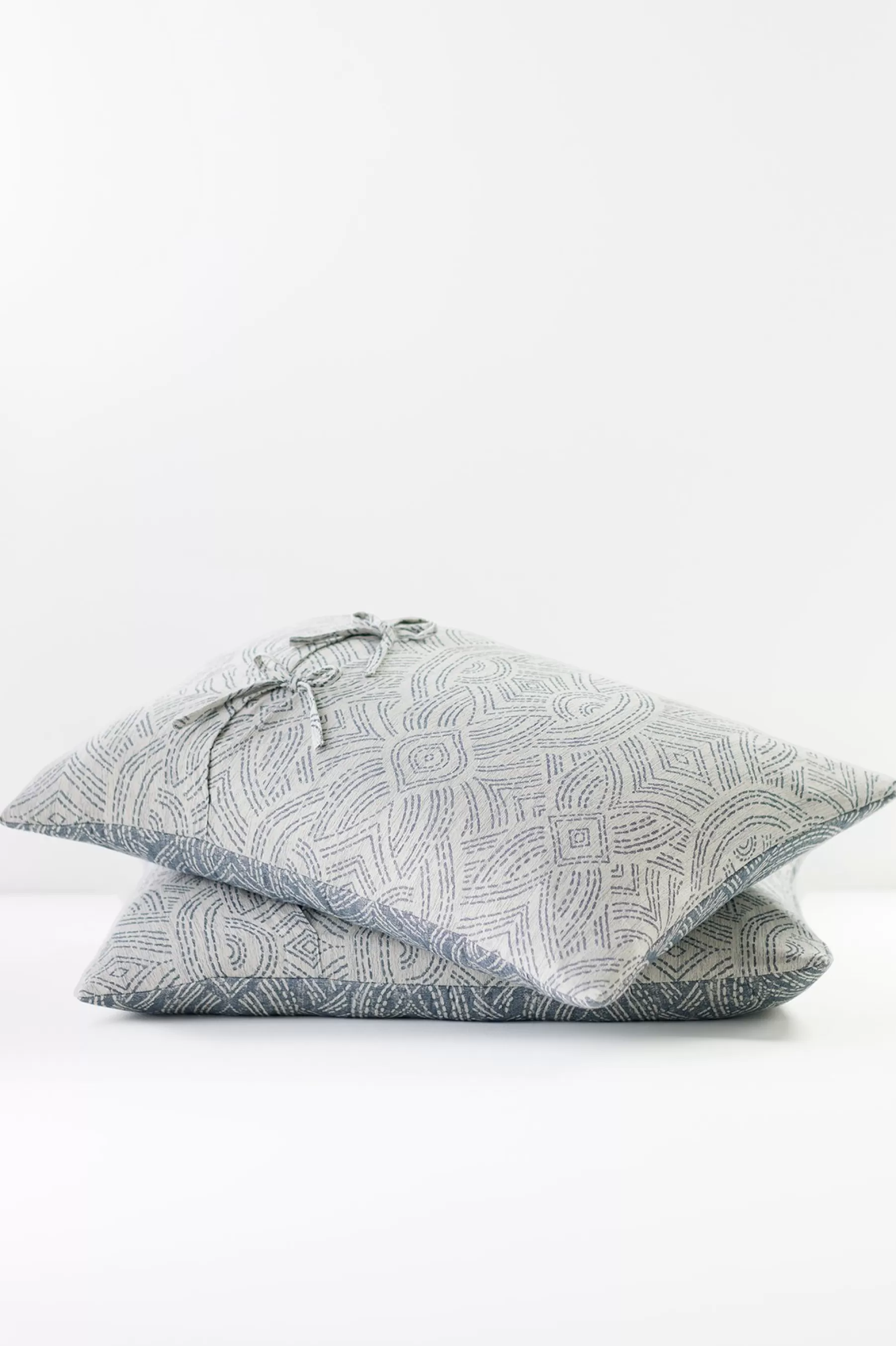 pillowcases & shams-Soft Surroundings Cordova Reversible Jacquard Sham Faded Blue