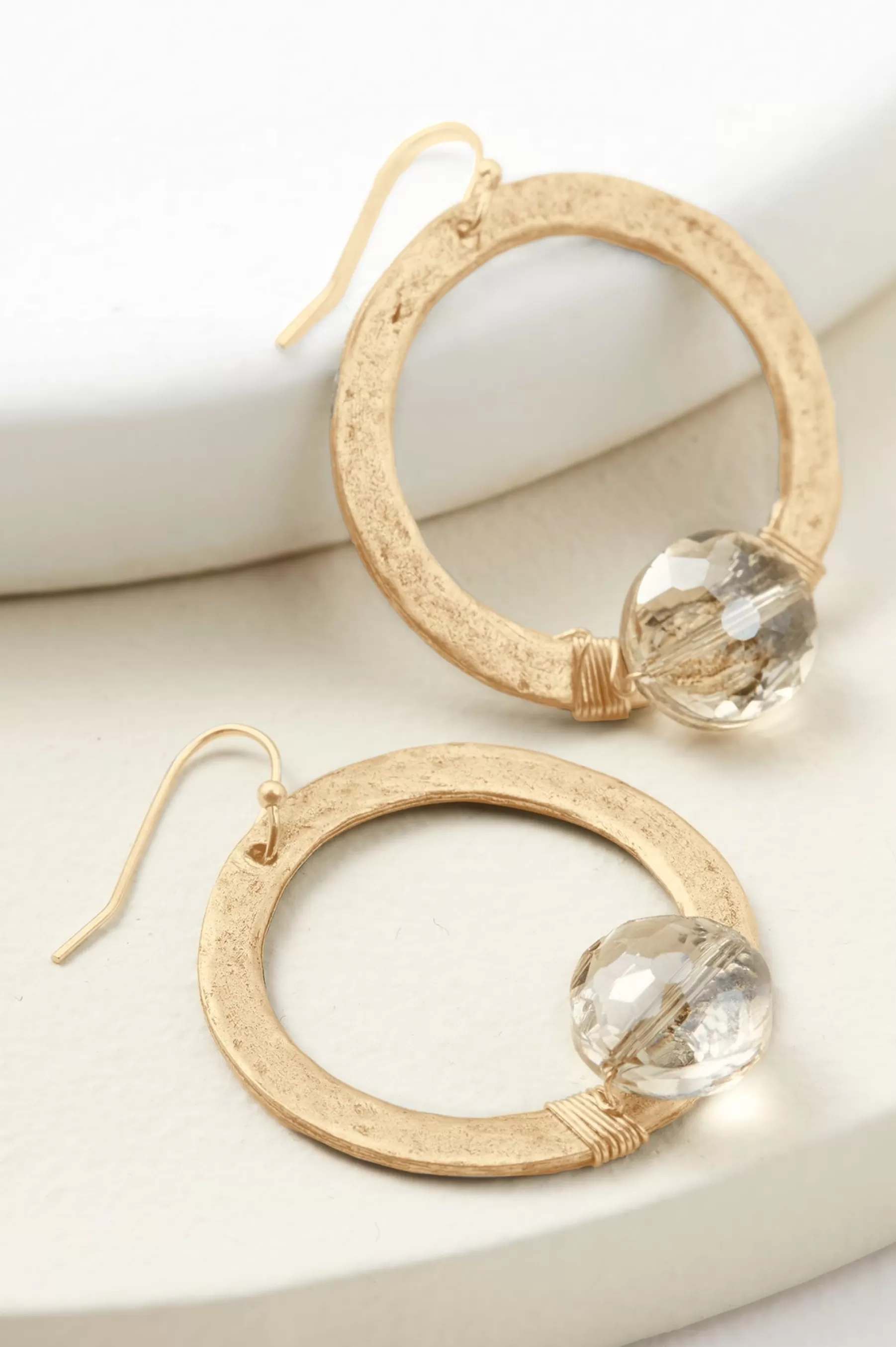 Earrings | earrings-Soft Surroundings Cressa Crystal Hoop Earrings Silver