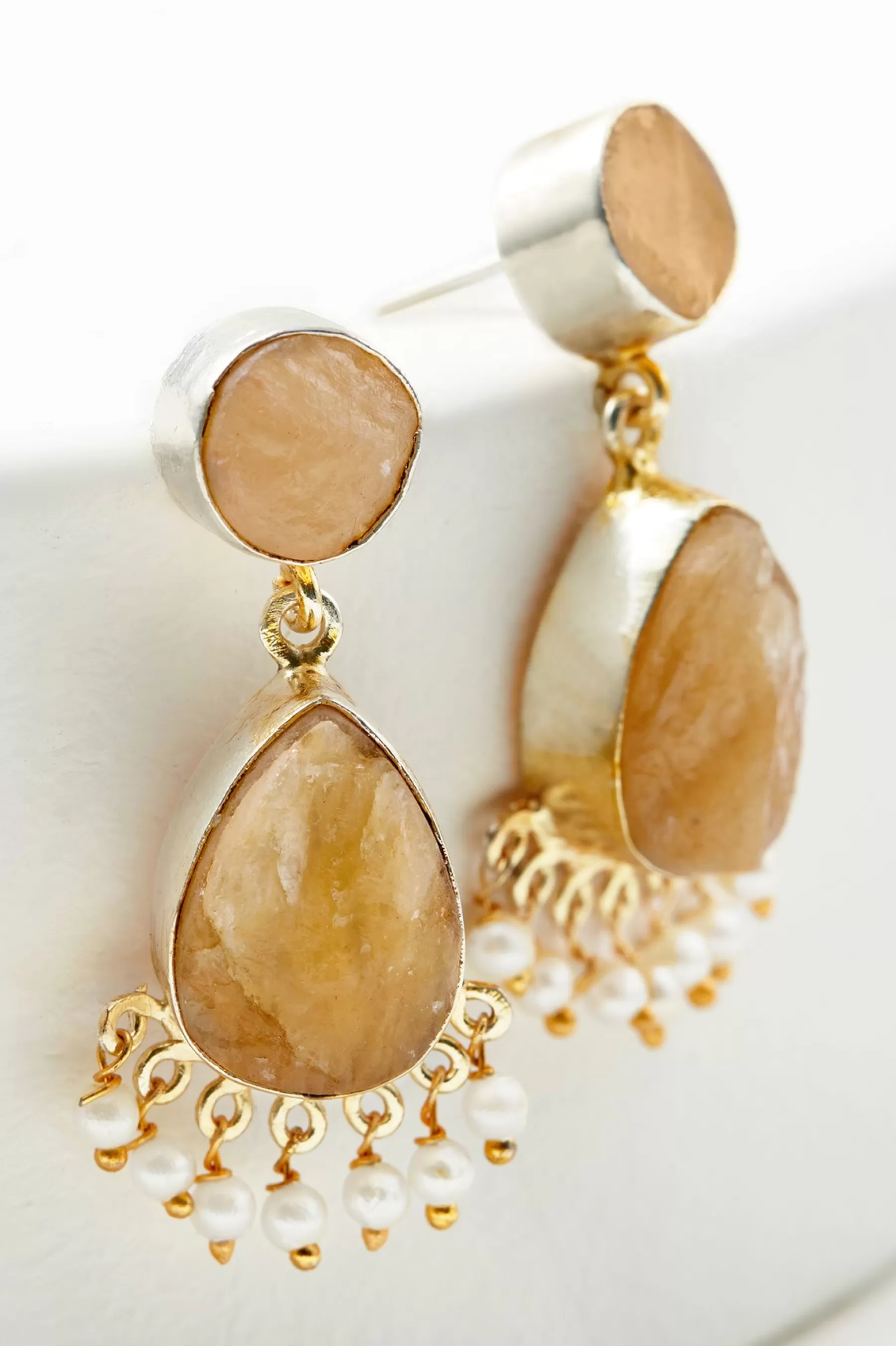 Earrings | earrings-Soft Surroundings Cressa Stone Drop Earring Gold