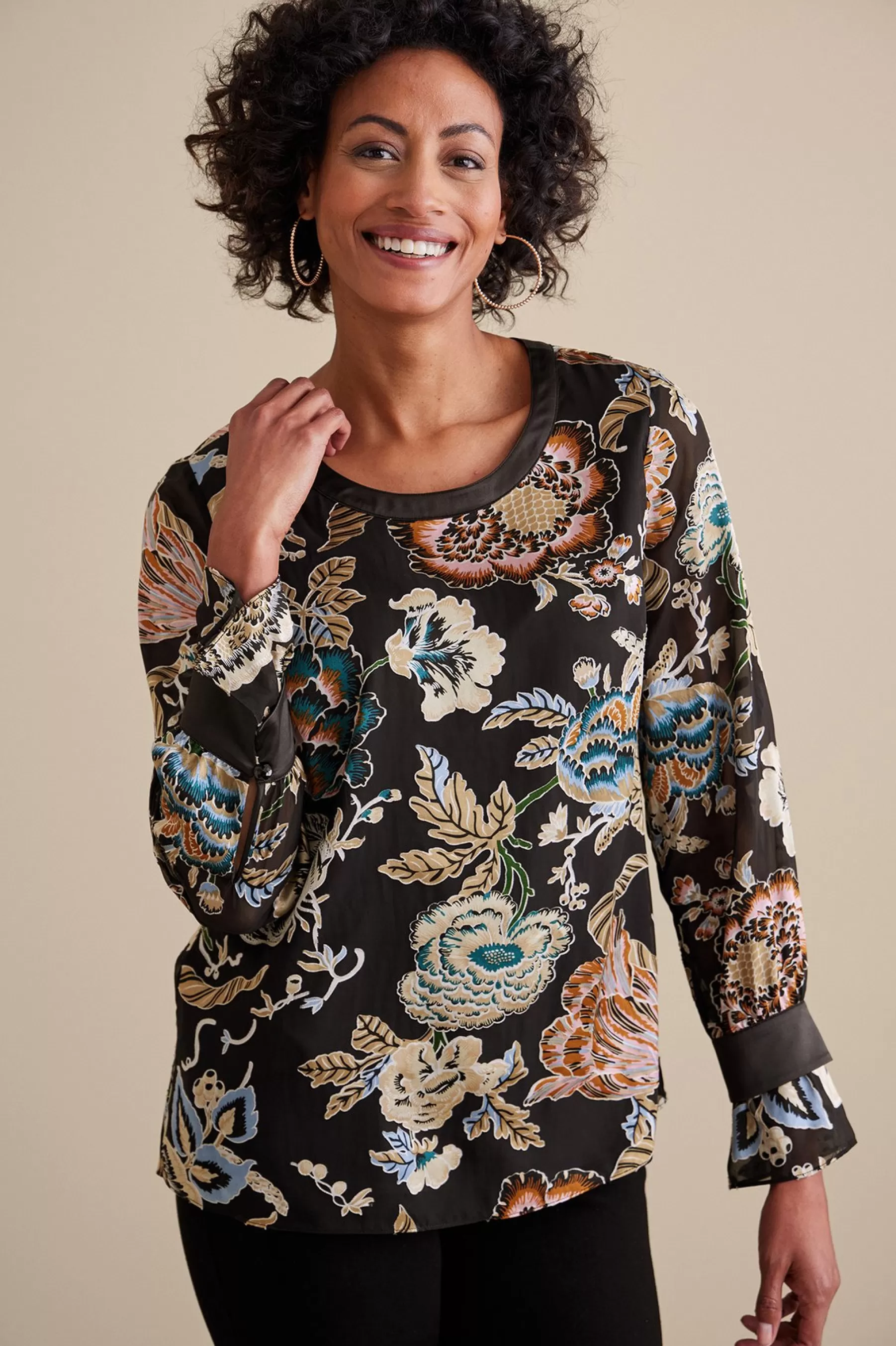 Feminine Flourish | long sleeve-Soft Surroundings Deanna Blouse Multi Floral