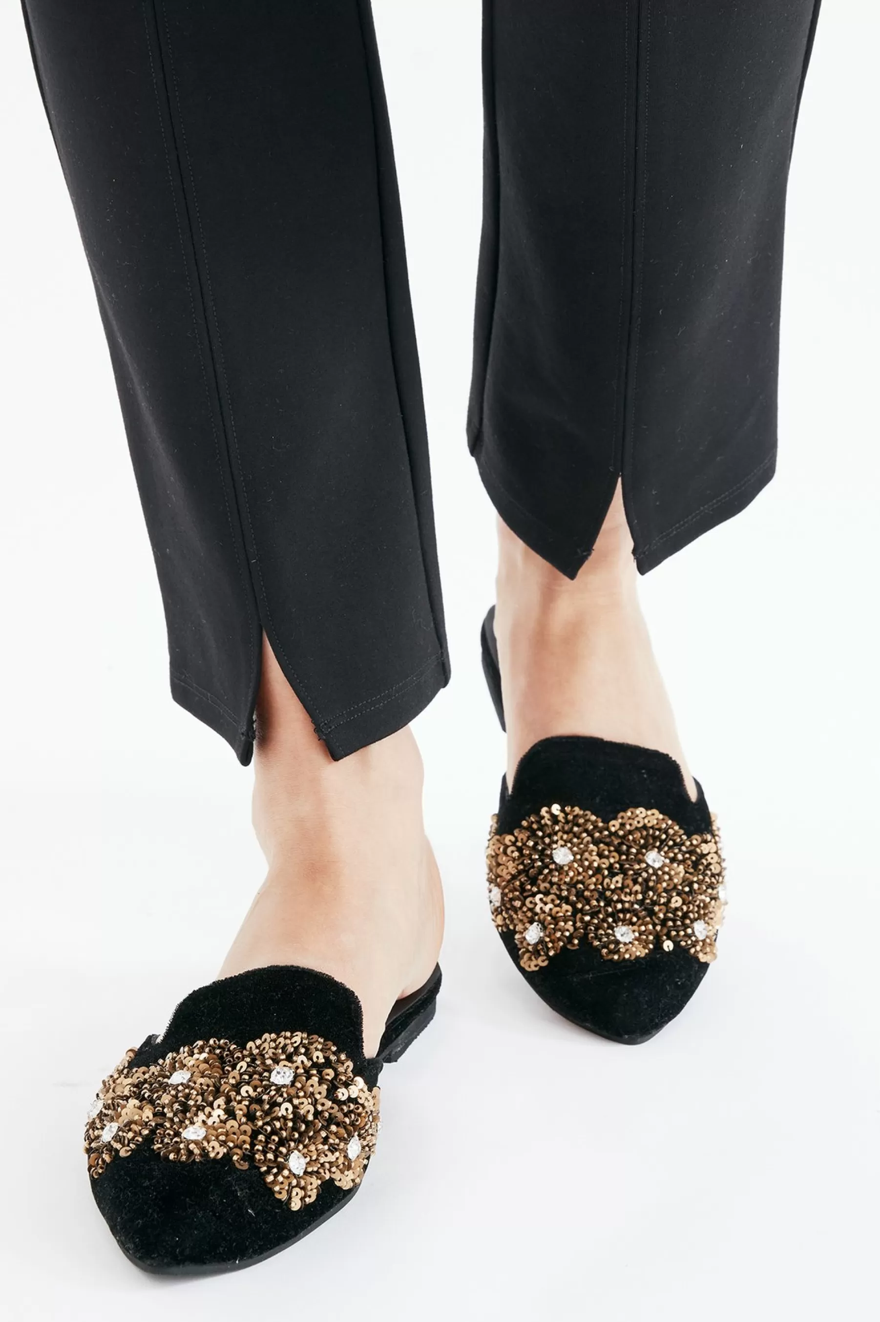 slides & mules-Soft Surroundings Delilah Embellished Slide Black/Gold