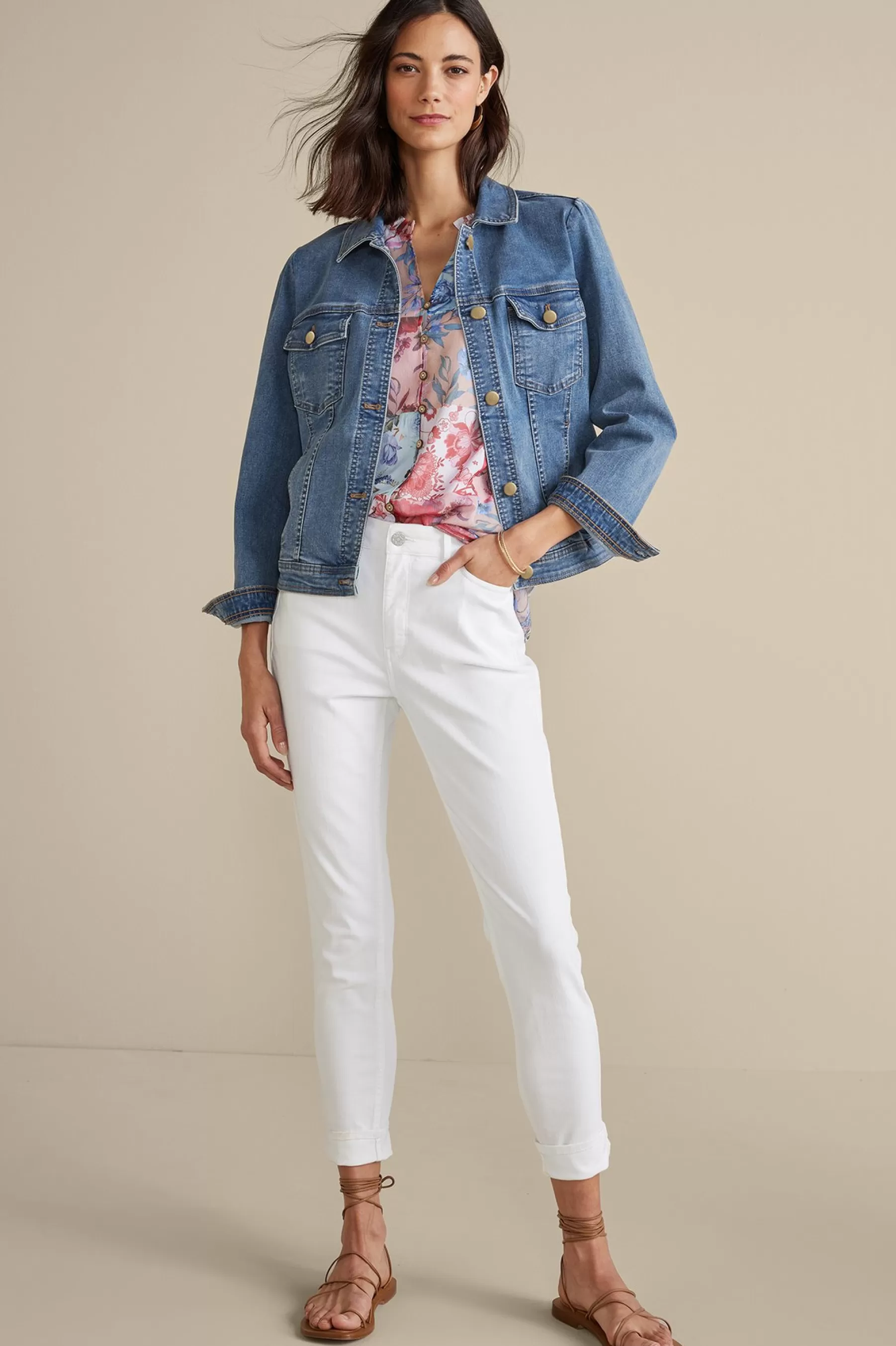 Into The Blues | Vacation Shop-Soft Surroundings Diana Shapely Denim Jacket Light Rain Wash