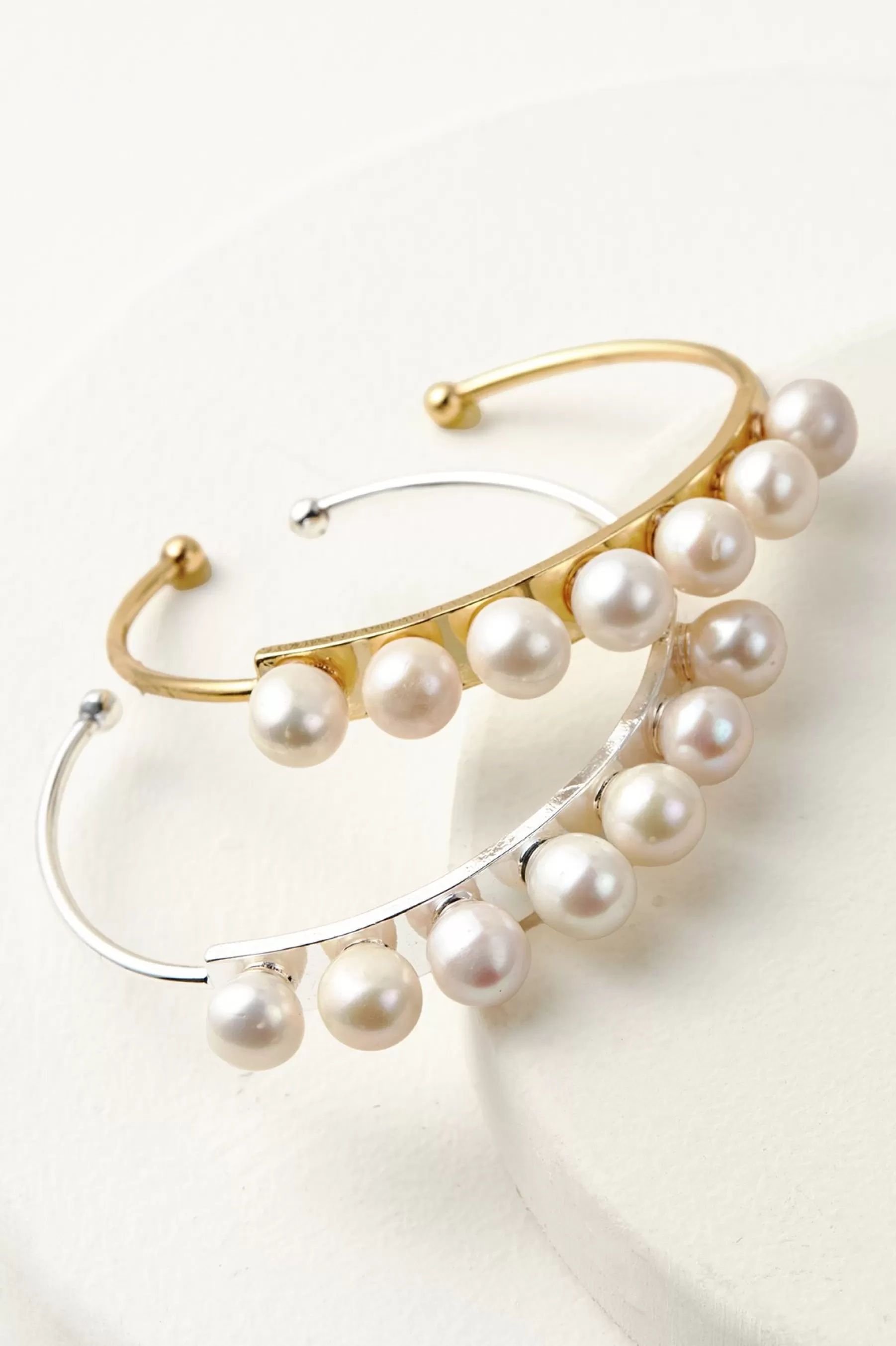 Bracelets | bracelets-Soft Surroundings Estella Pearl Cuff Gold/Pearl