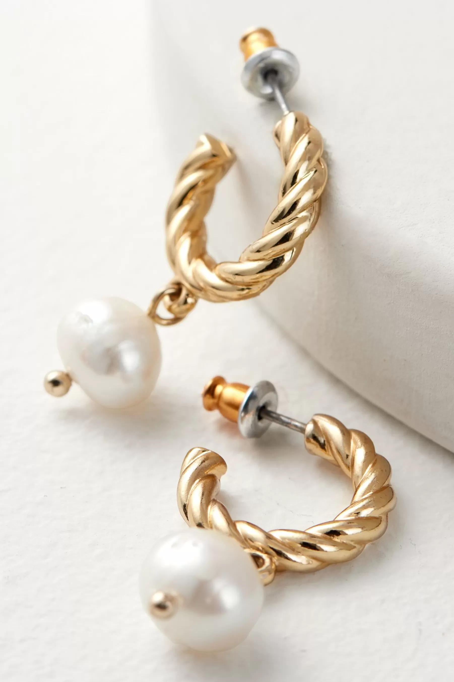 Earrings | earrings-Soft Surroundings Estella Pearl Mini Hoop Earring Silver