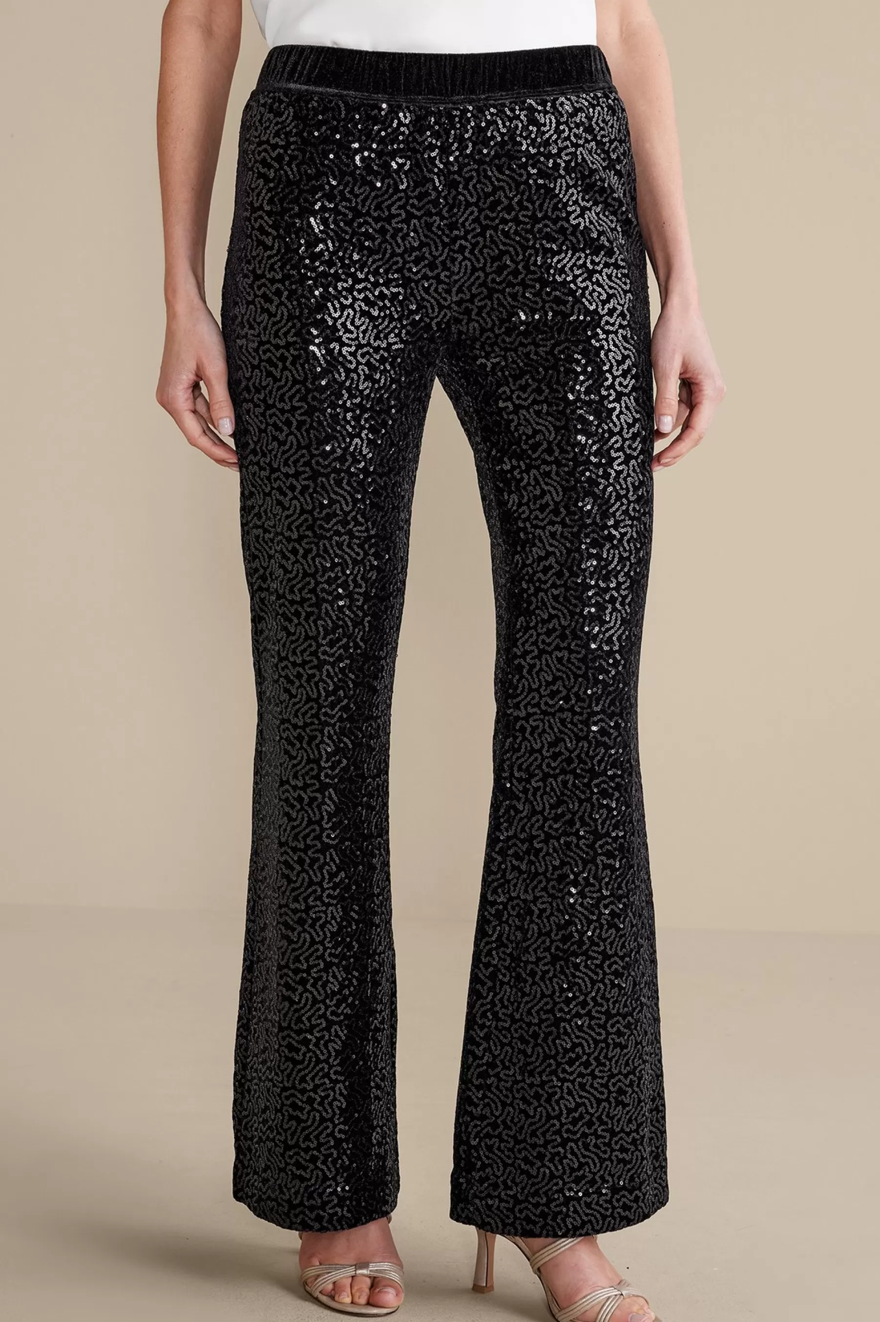 full length | bootcut-Soft Surroundings Eva Sequin Pants Black