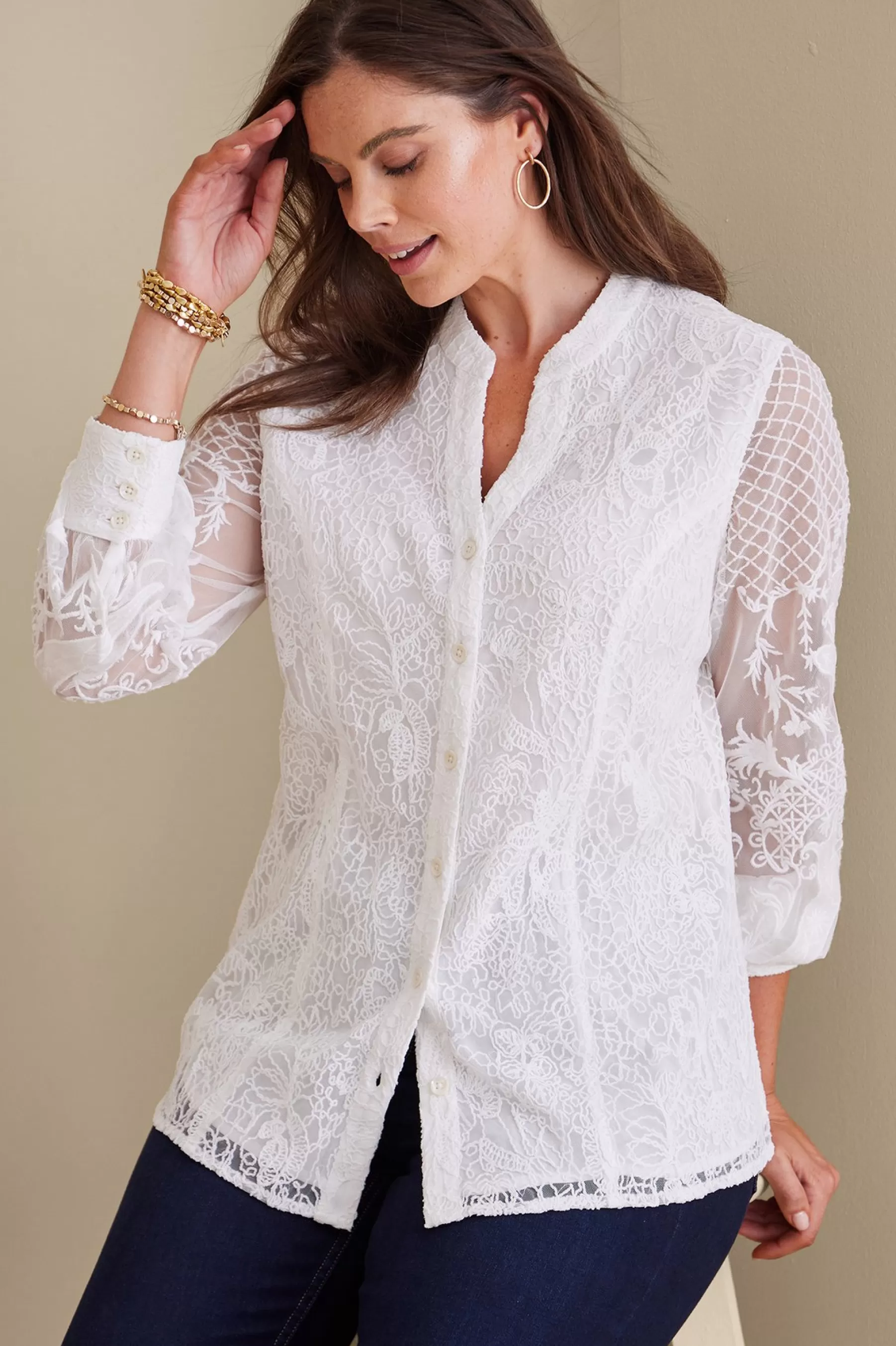 Feminine Flourish | Global Artistry-Soft Surroundings Fiori Top Ivory Pearl