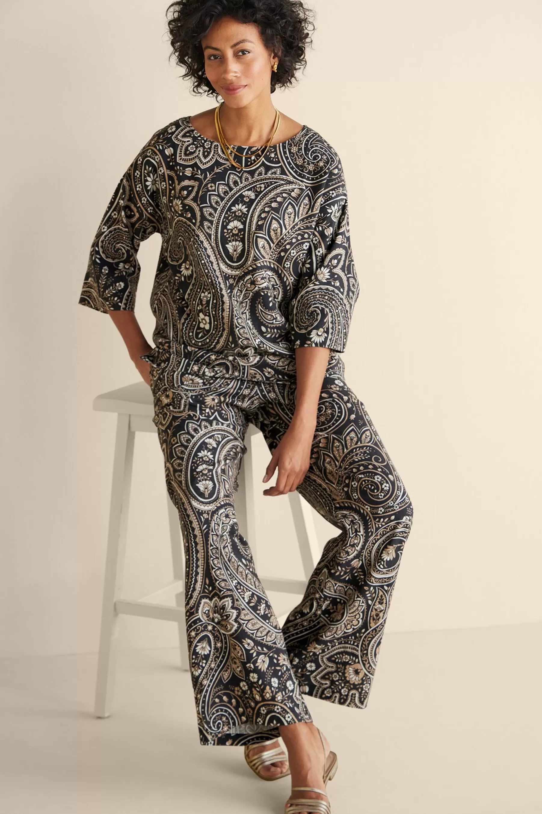 Vacation Shop | full length-Soft Surroundings Fleur Pants Global Paisley