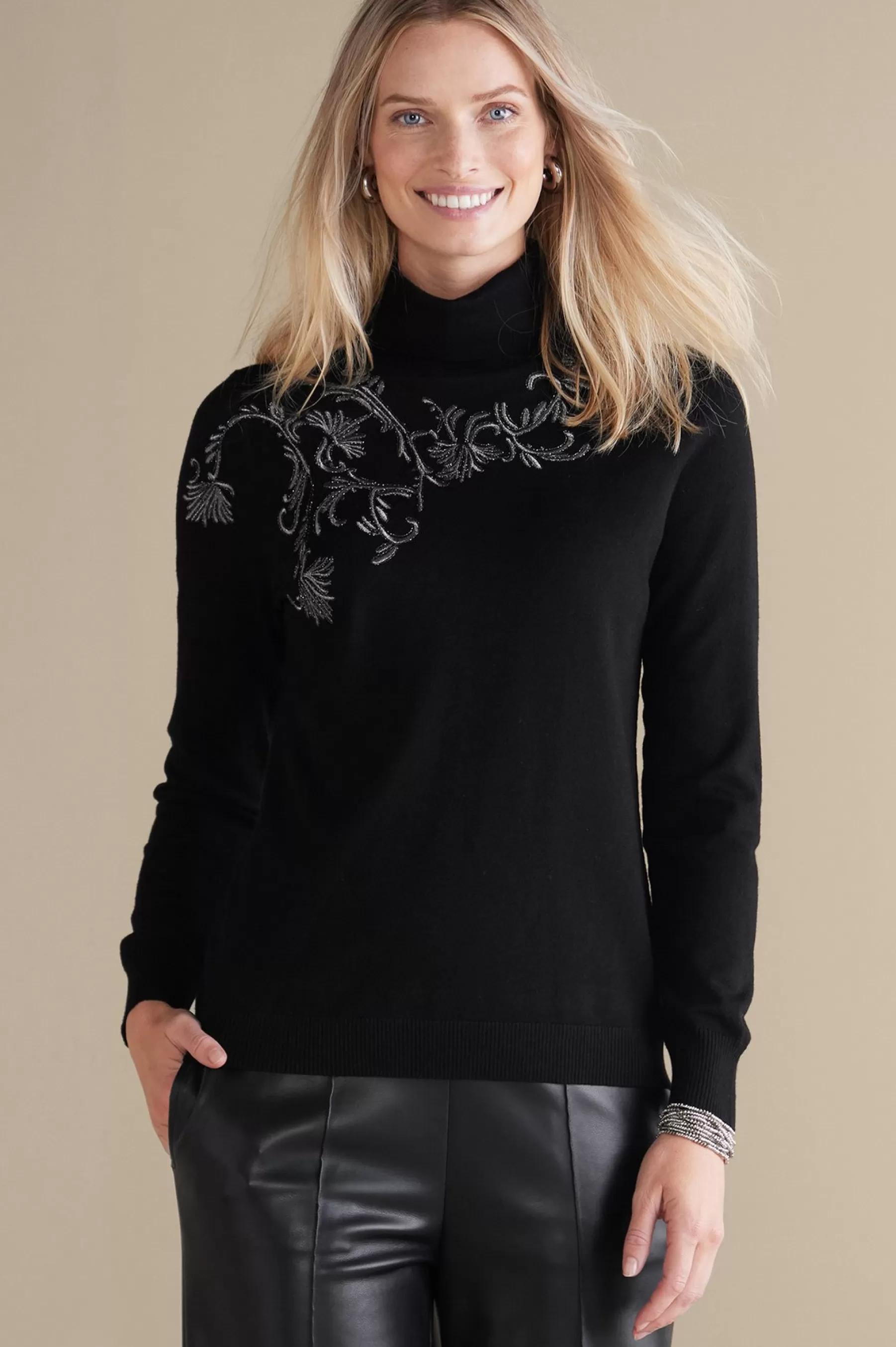 Everyday Styles | Sweaters & Cardigans-Soft Surroundings Genevieve Turtleneck Sweater Black