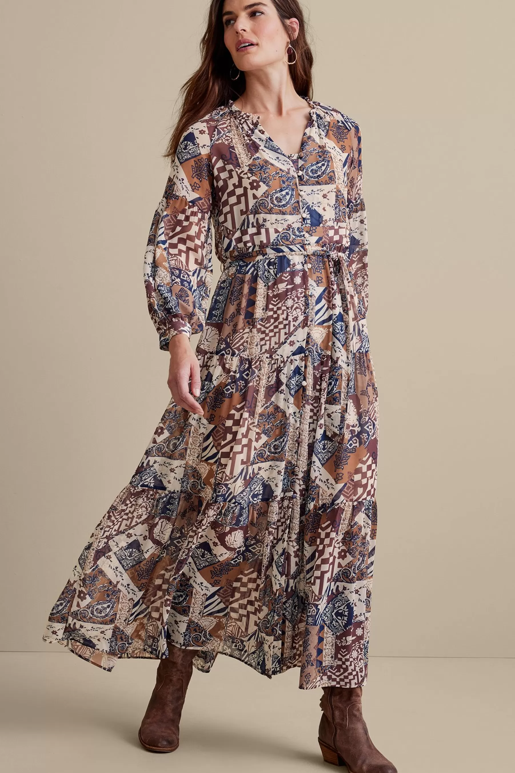 Feminine Flourish | between season-Soft Surroundings Hailey Dress Multi Patchwork