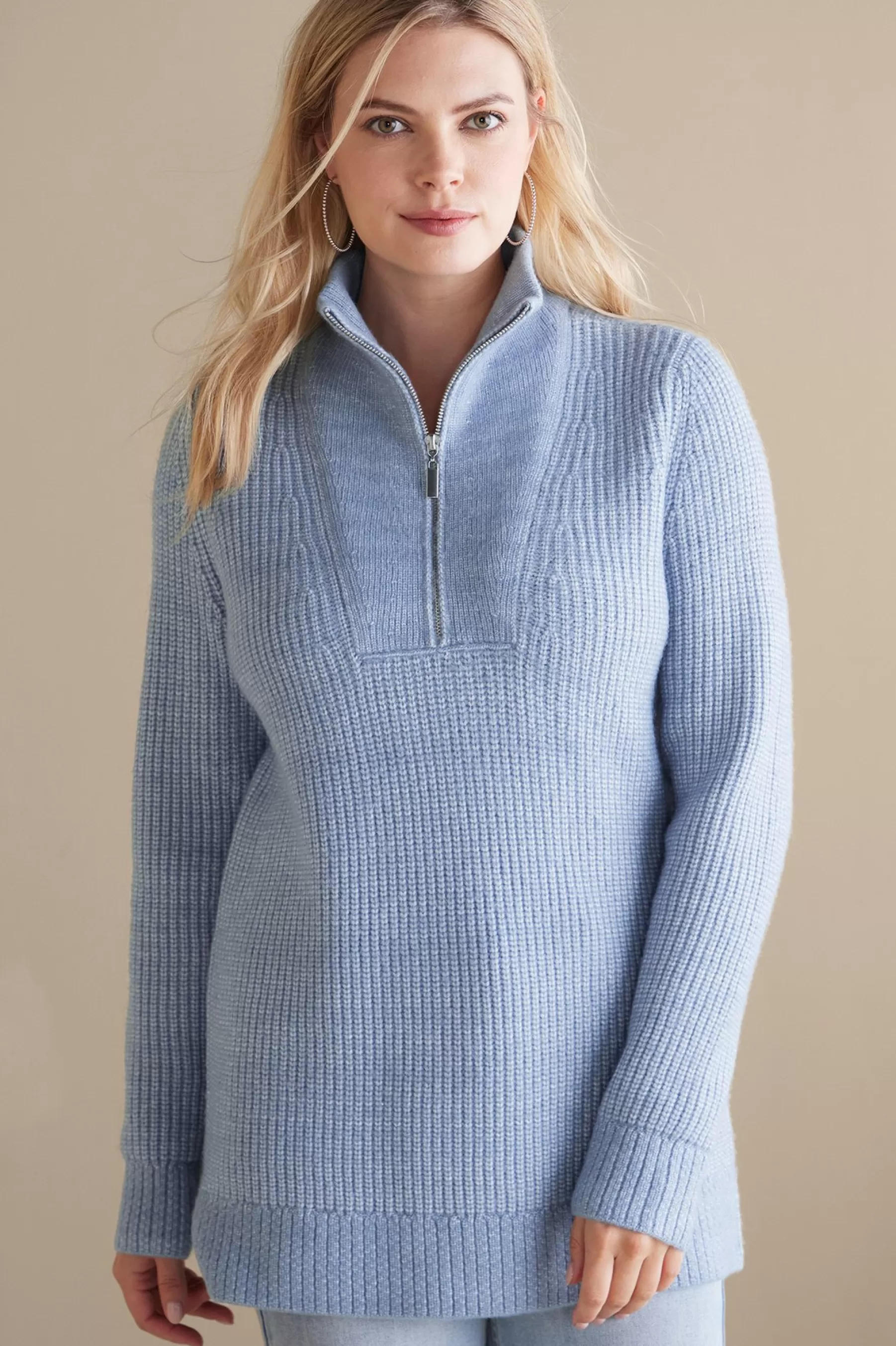 Into The Blues | Everyday Styles-Soft Surroundings Hallie Half Zip Sweater Faded Denim