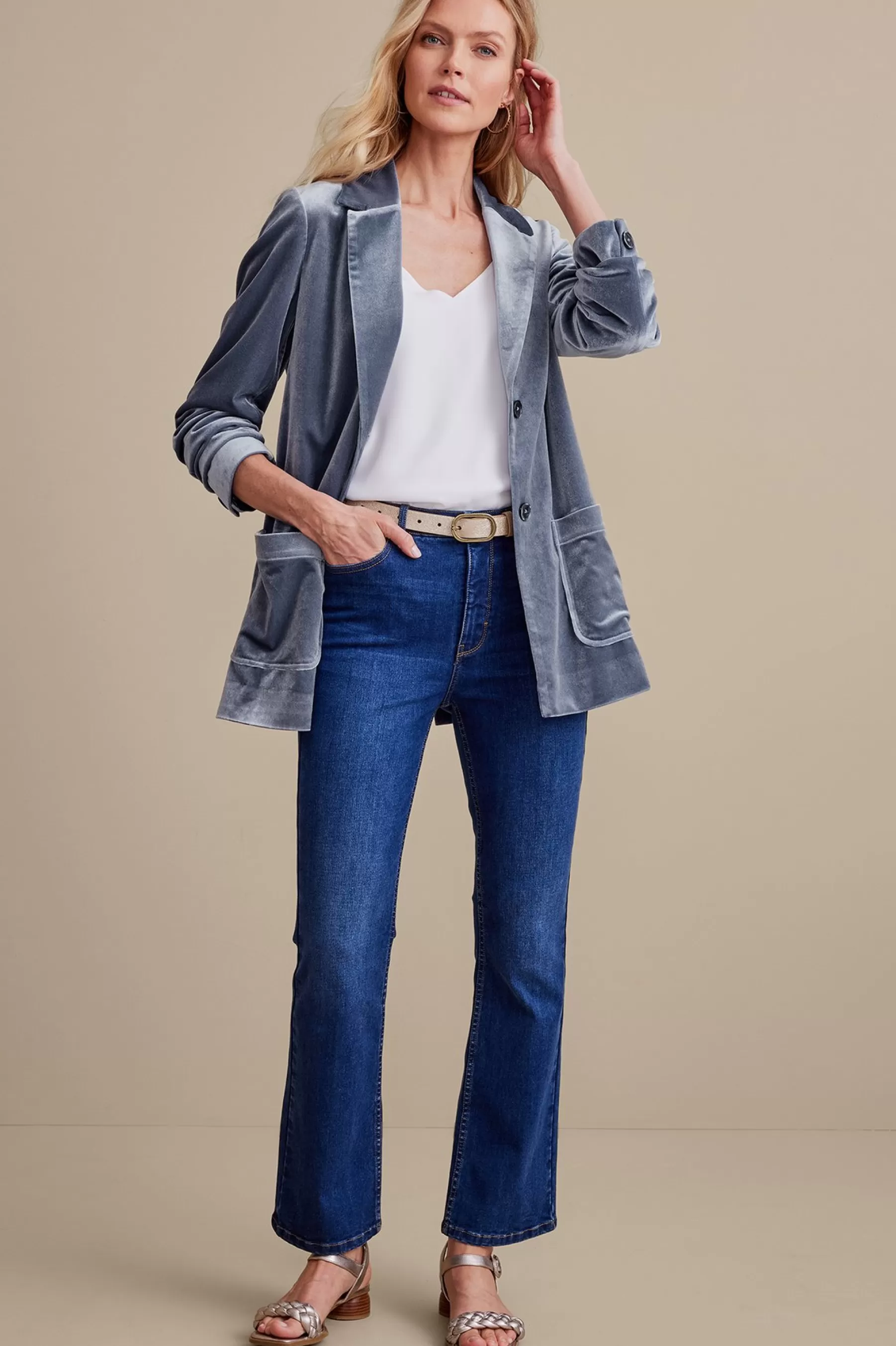 Into The Blues | EVelvet Styles-Soft Surroundings Holly Velvet Blazer Black