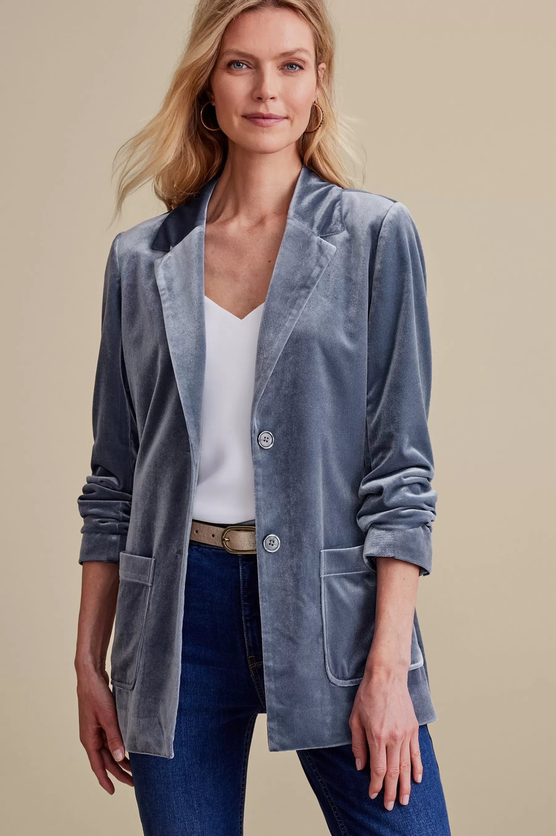 Into The Blues | EVelvet Styles-Soft Surroundings Holly Velvet Blazer Black