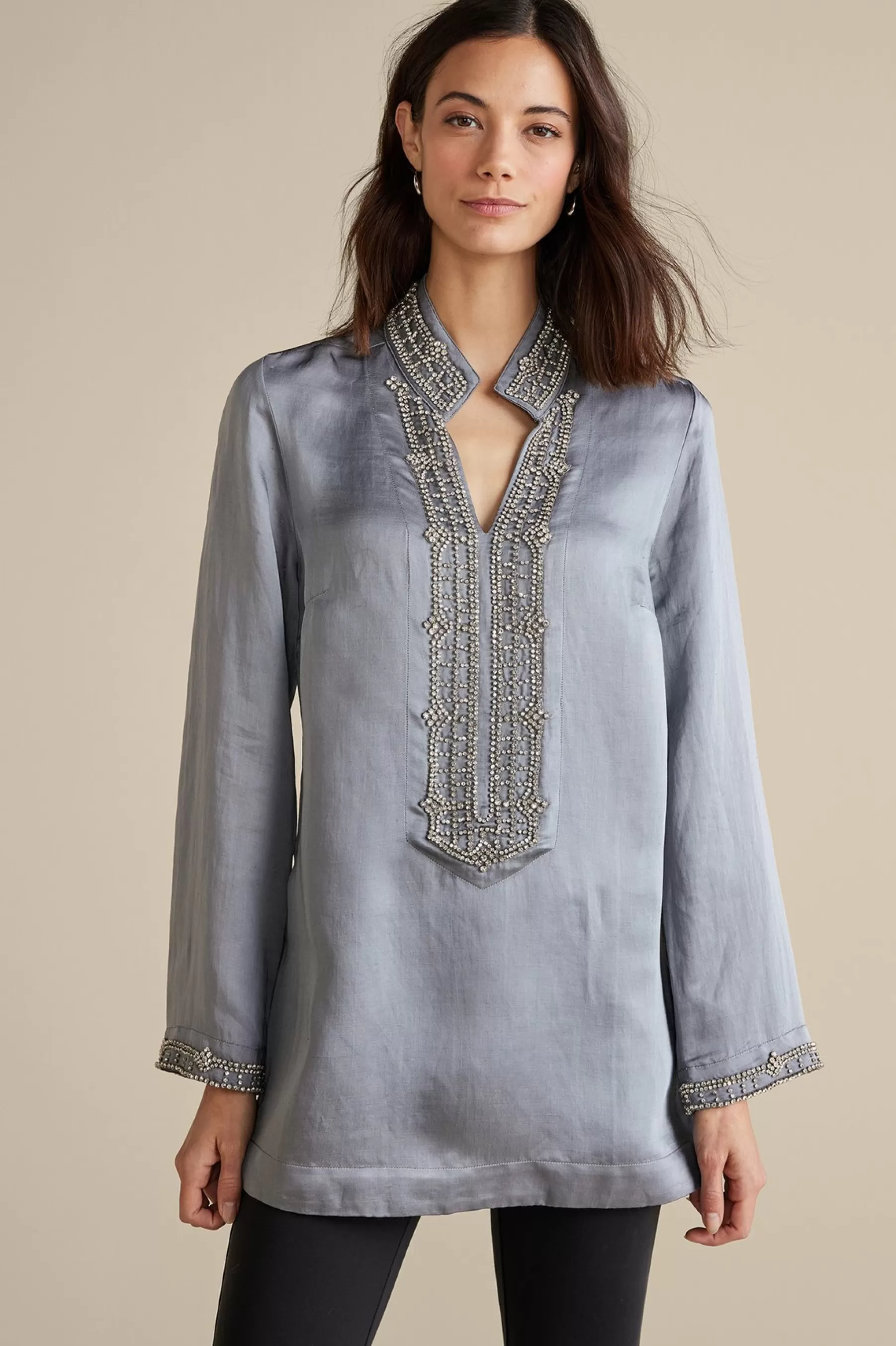 Global Artistry | long sleeve-Soft Surroundings Icon Colette Tunic Moroccan Embellishment