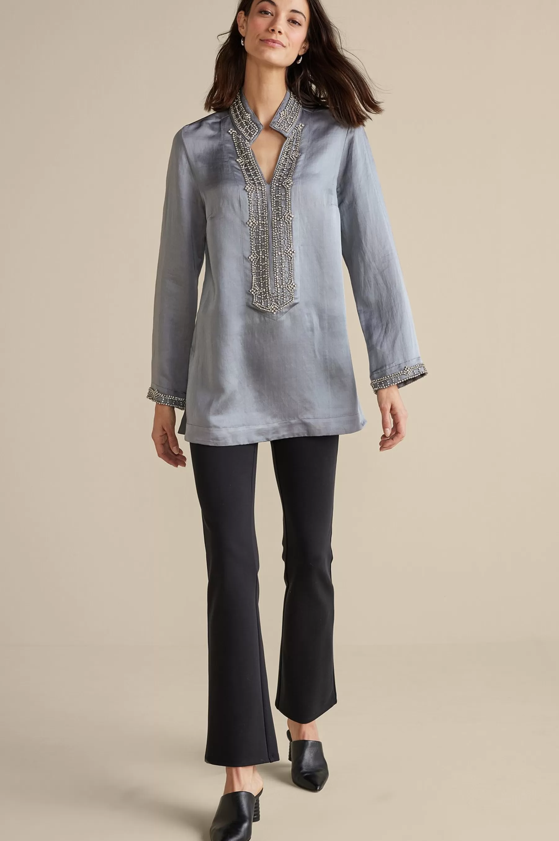 Global Artistry | long sleeve-Soft Surroundings Icon Colette Tunic Moroccan Embellishment