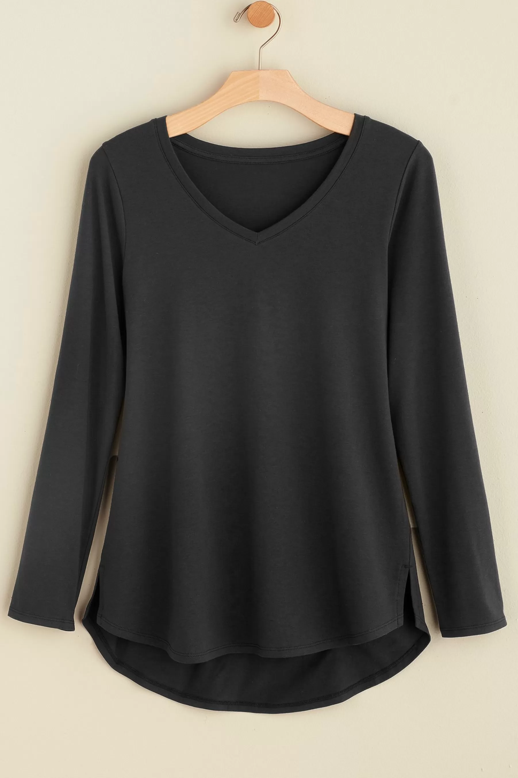 Everyday Styles | long sleeve-Soft Surroundings Isabel Pima Long Sleeve Tee Black