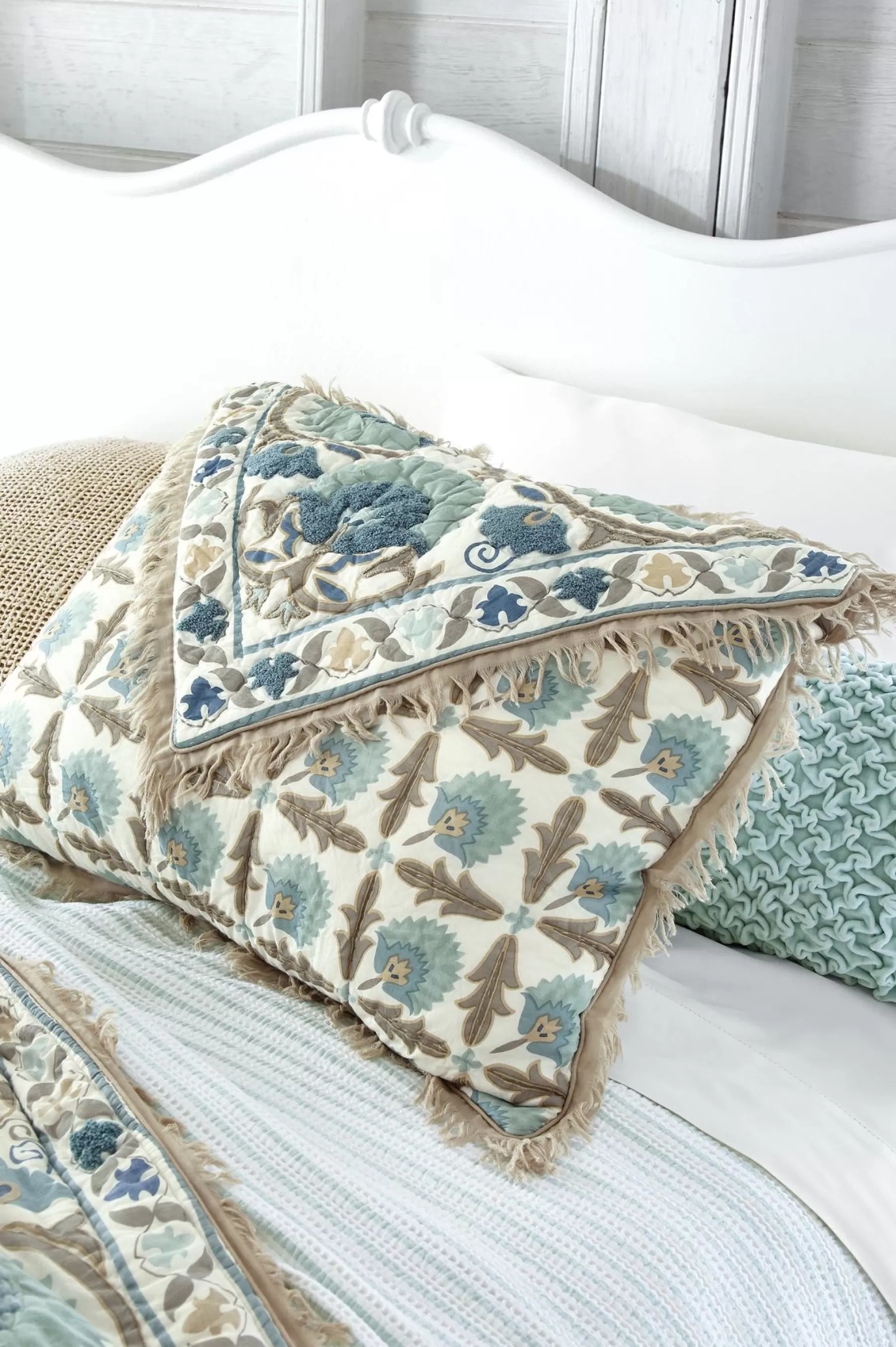 pillowcases & shams-Soft Surroundings Jardin Maroc Bed Sham Aqua Mist