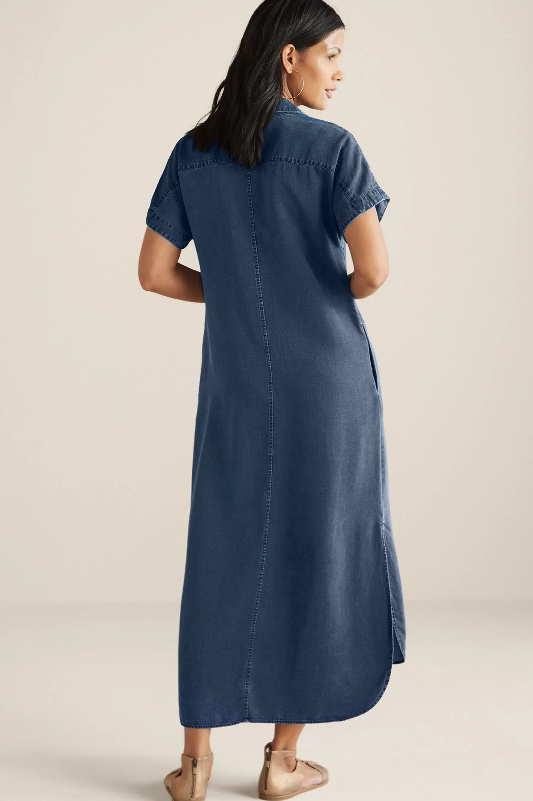 Into The Blues | Everyday Styles-Soft Surroundings Je Veux Midi Shirtdress Denim Blue