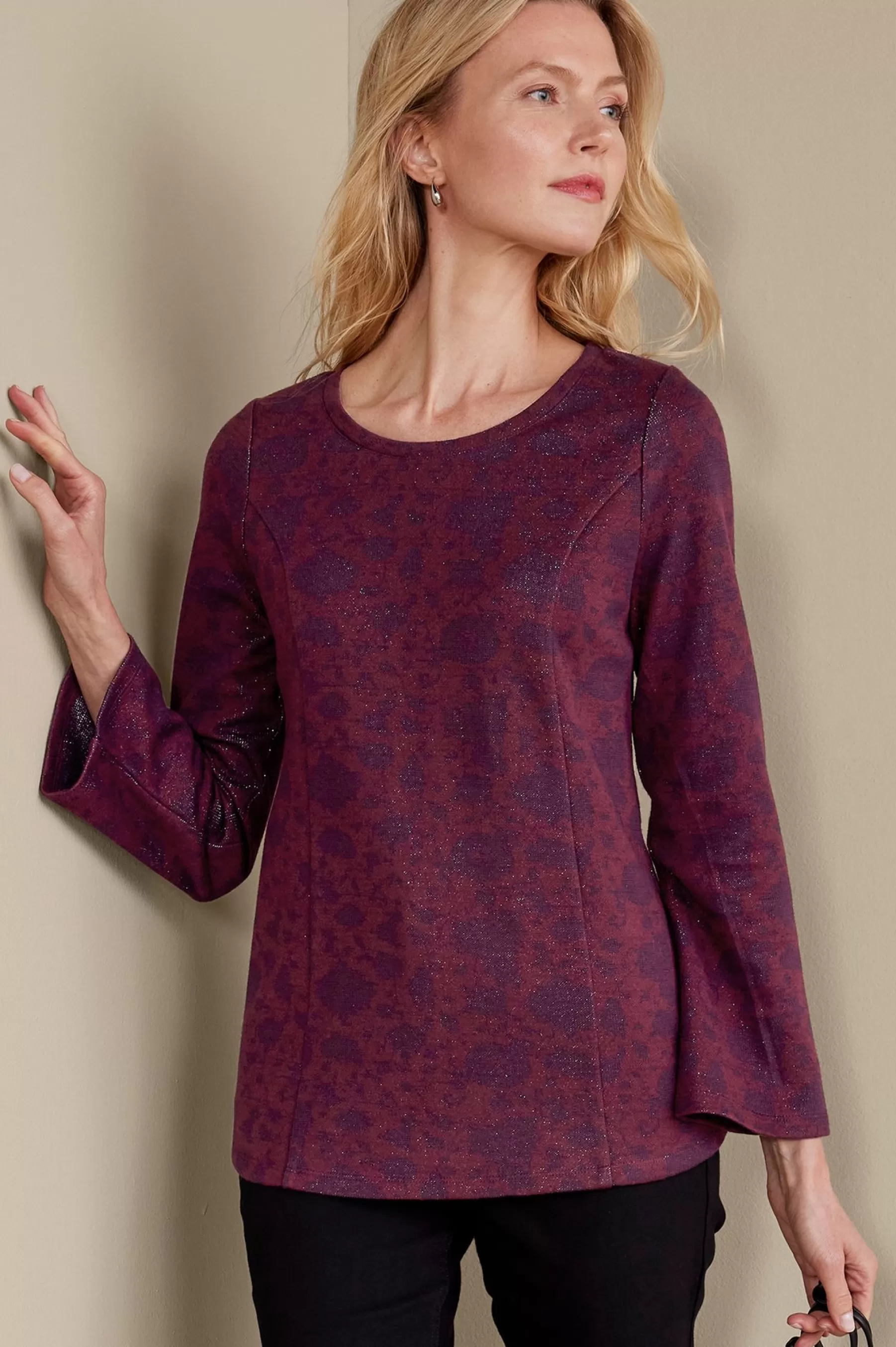 Feminine Flourish | long sleeve-Soft Surroundings Jeri Jacquard Top Multi Floral