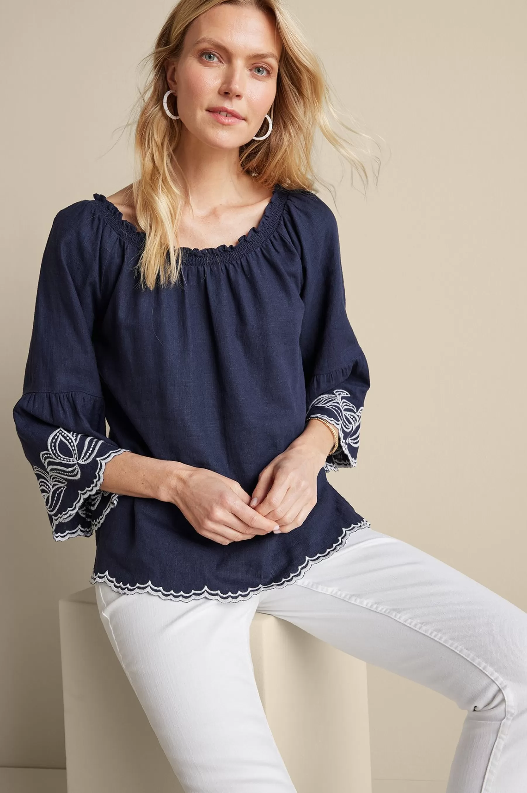 Feminine Flourish | Into The Blues-Soft Surroundings Josey Top Navy