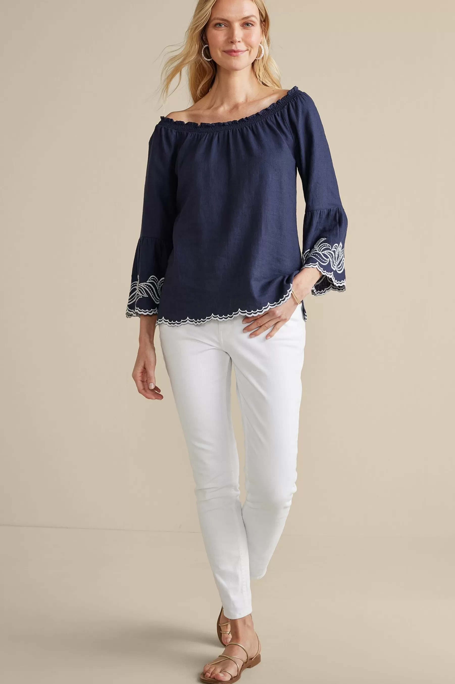 Feminine Flourish | Into The Blues-Soft Surroundings Josey Top Navy