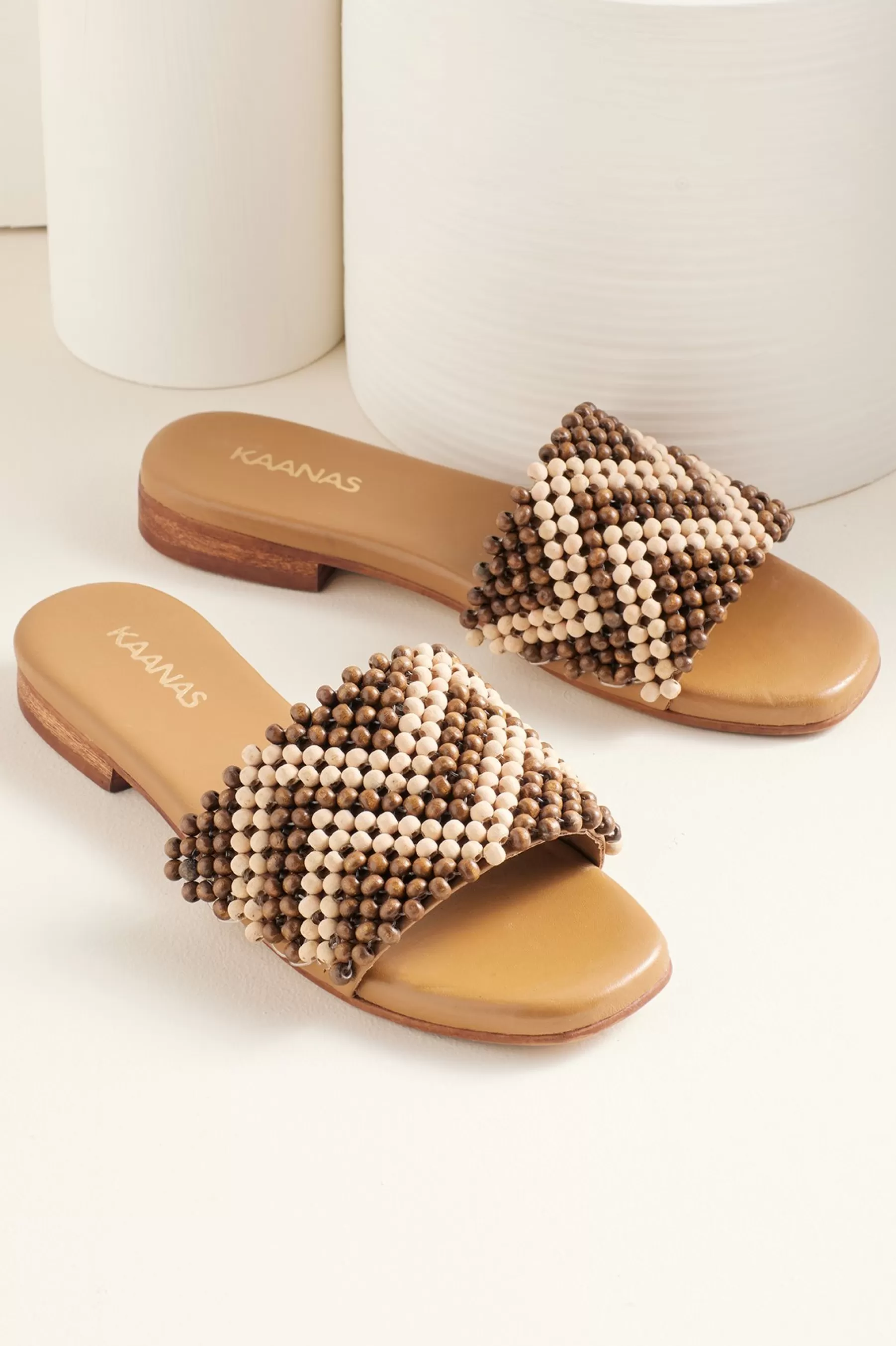 sandals | flats-Soft Surroundings KAANAS Alama Chevron Slide Brown