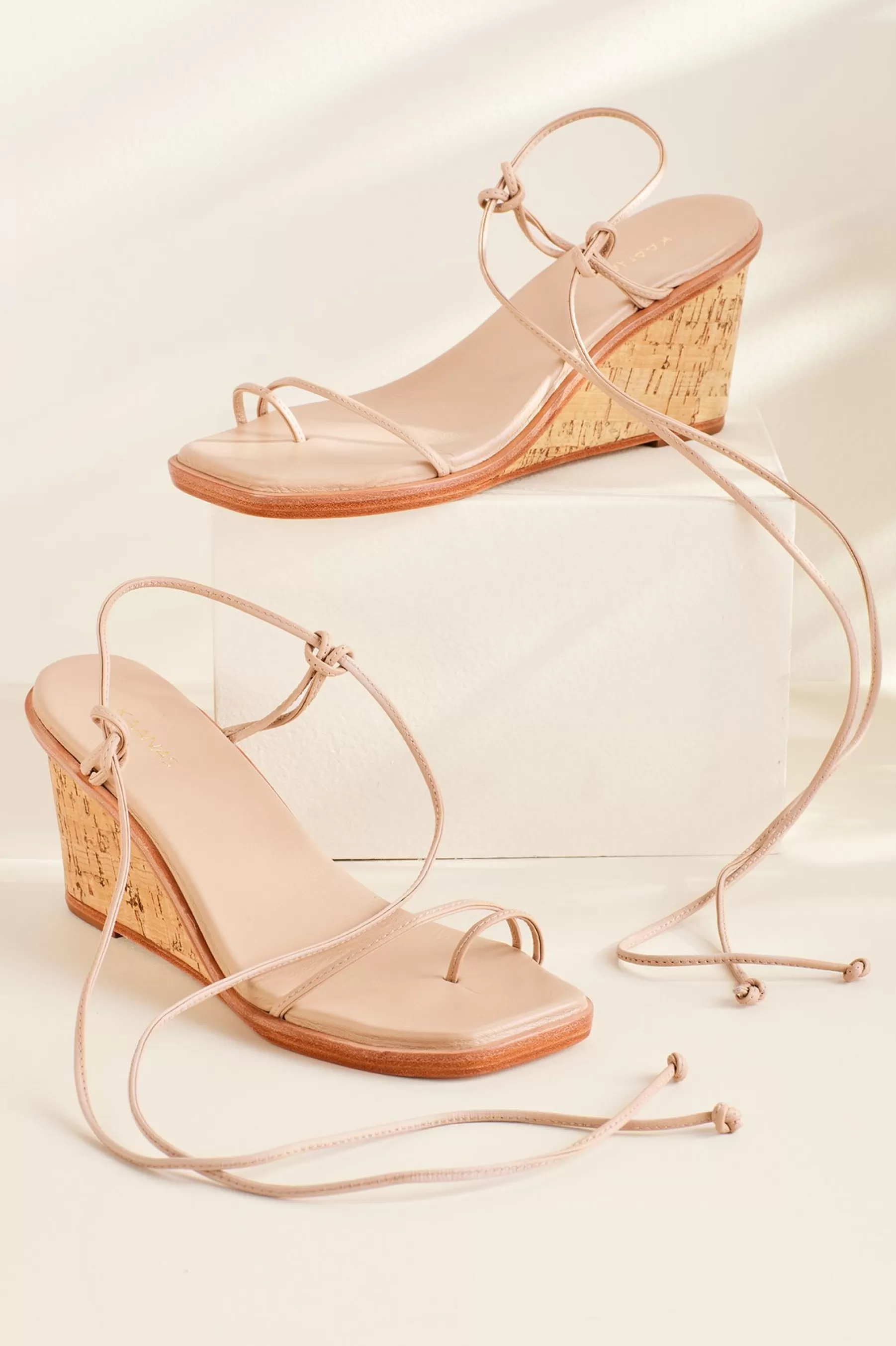 sandals | heels-Soft Surroundings KAANAS Amiata Strappy Wedge Sandal Nude