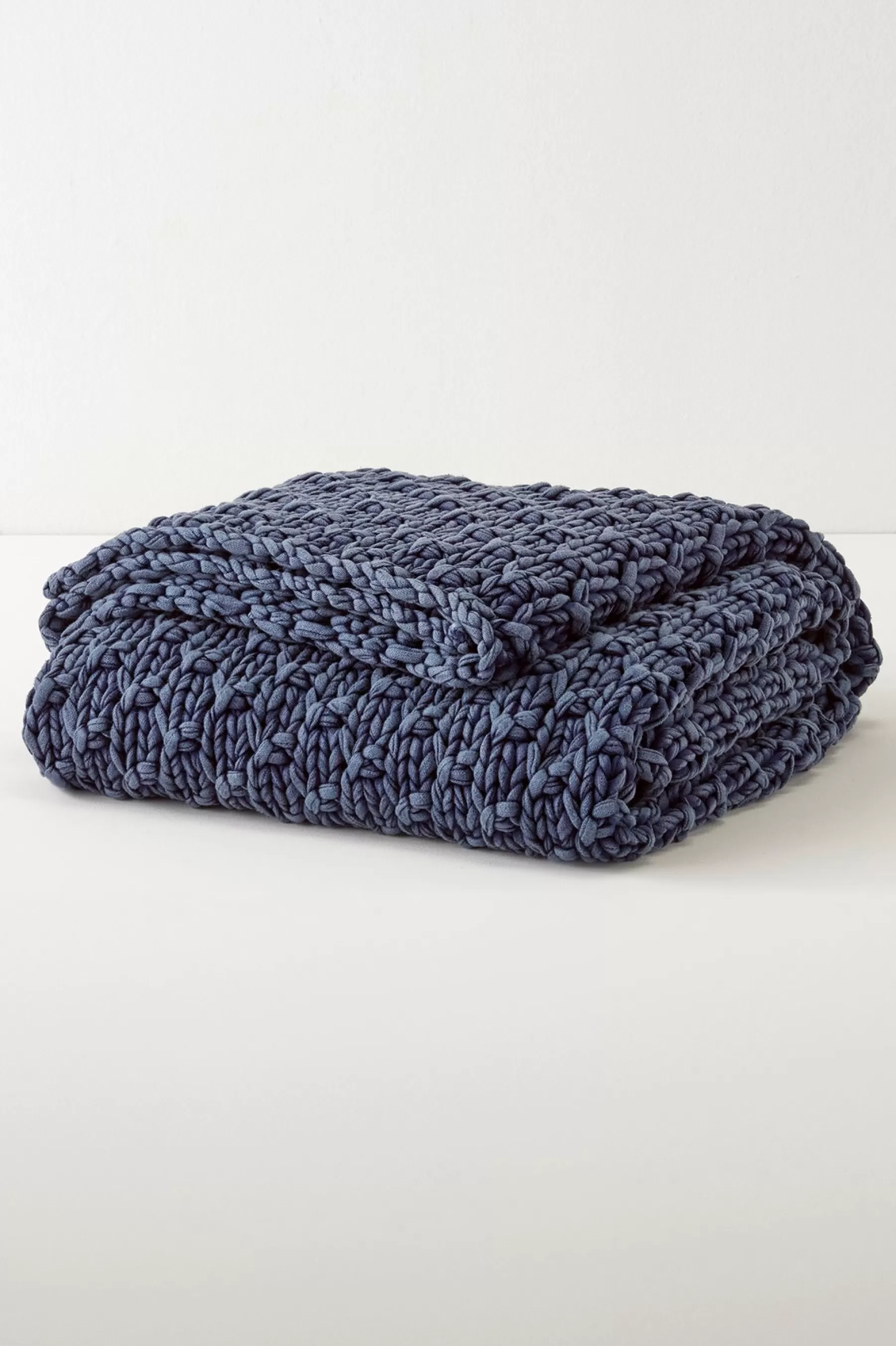 Throws | blankets & throws-Soft Surroundings Kali Knit Throw Indigo