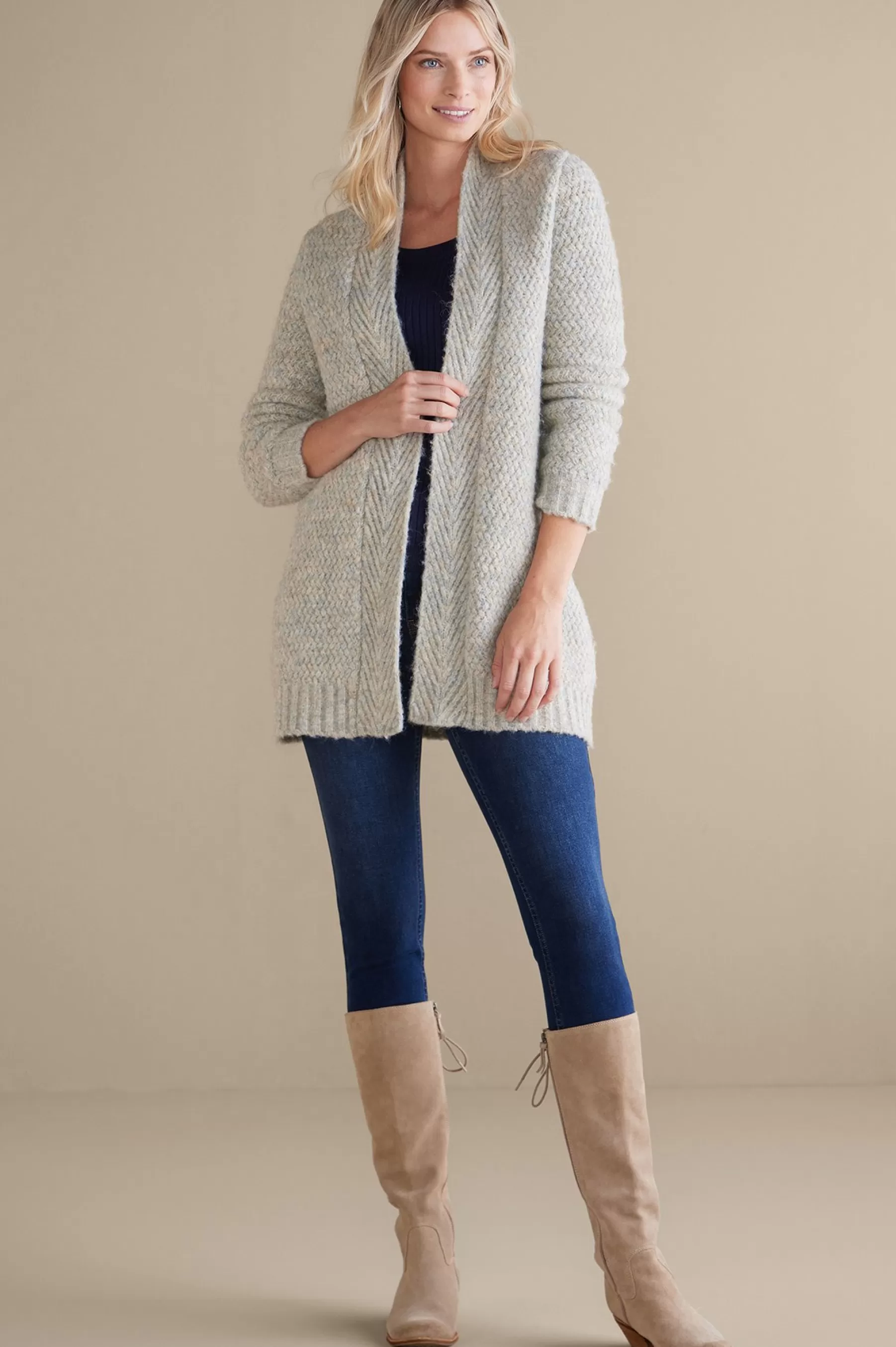 Sweaters & Cardigans-Soft Surroundings Kenley Cardigan Gray