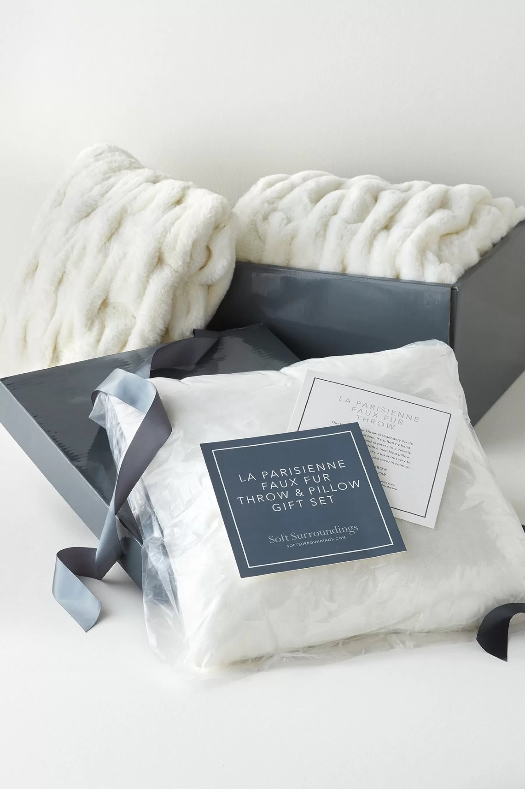 pillows | blankets & throws-Soft Surroundings La Parisienne Gift Box Bundle Ivory