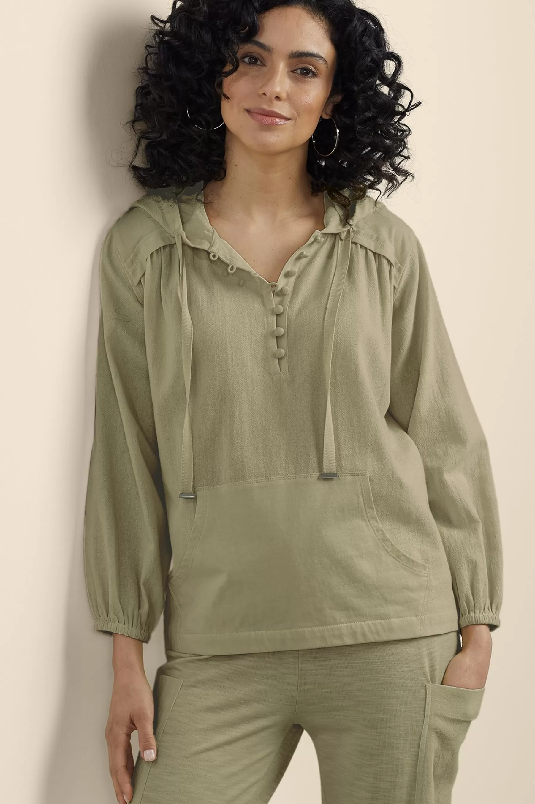 Wear Now Styles | Gauze Shop-Soft Surroundings Lanai Hoodie Bay Leaf