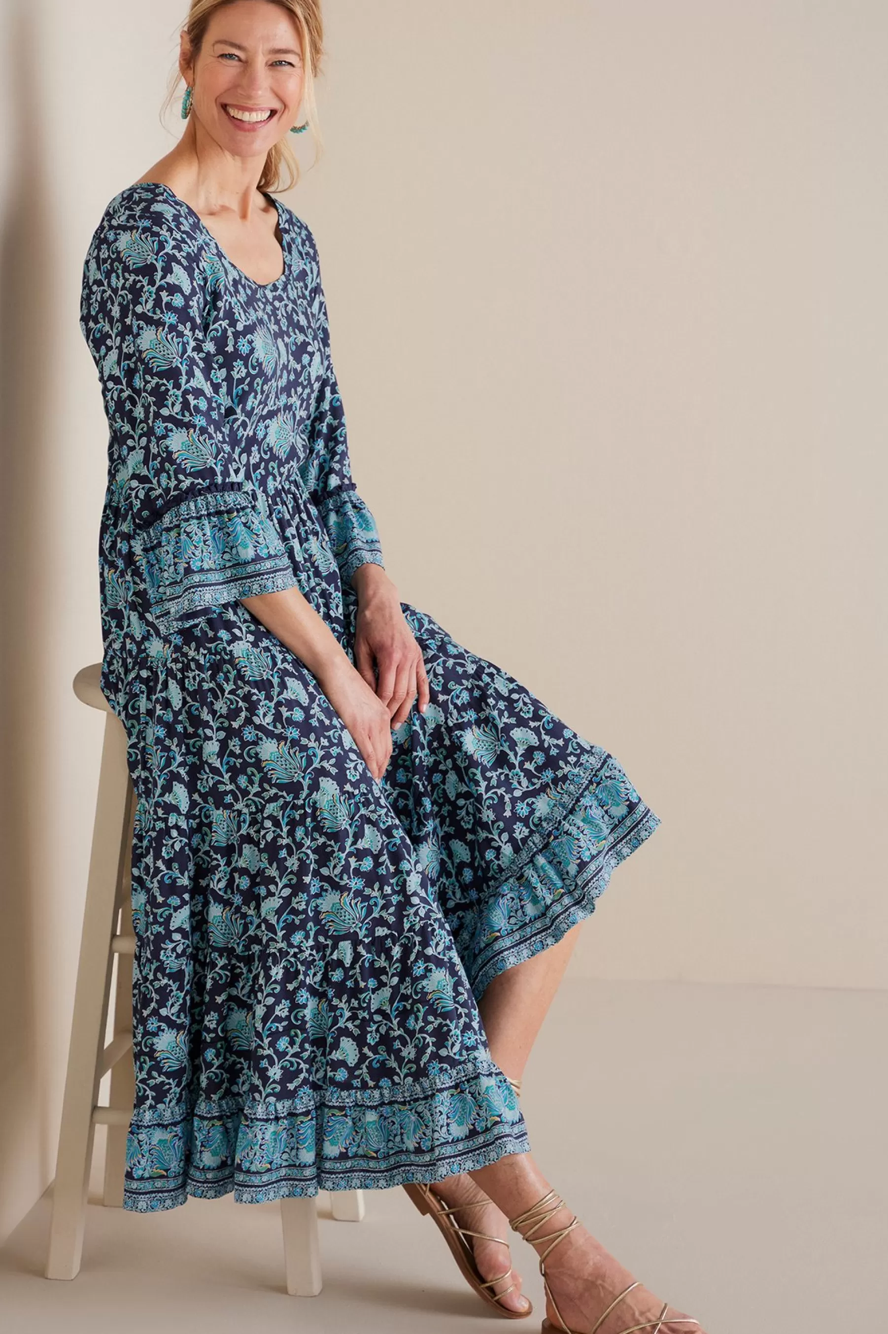 Feminine Flourish | forever favorites-Soft Surroundings Lily Midi Dress Maroon Sketched Botanicals