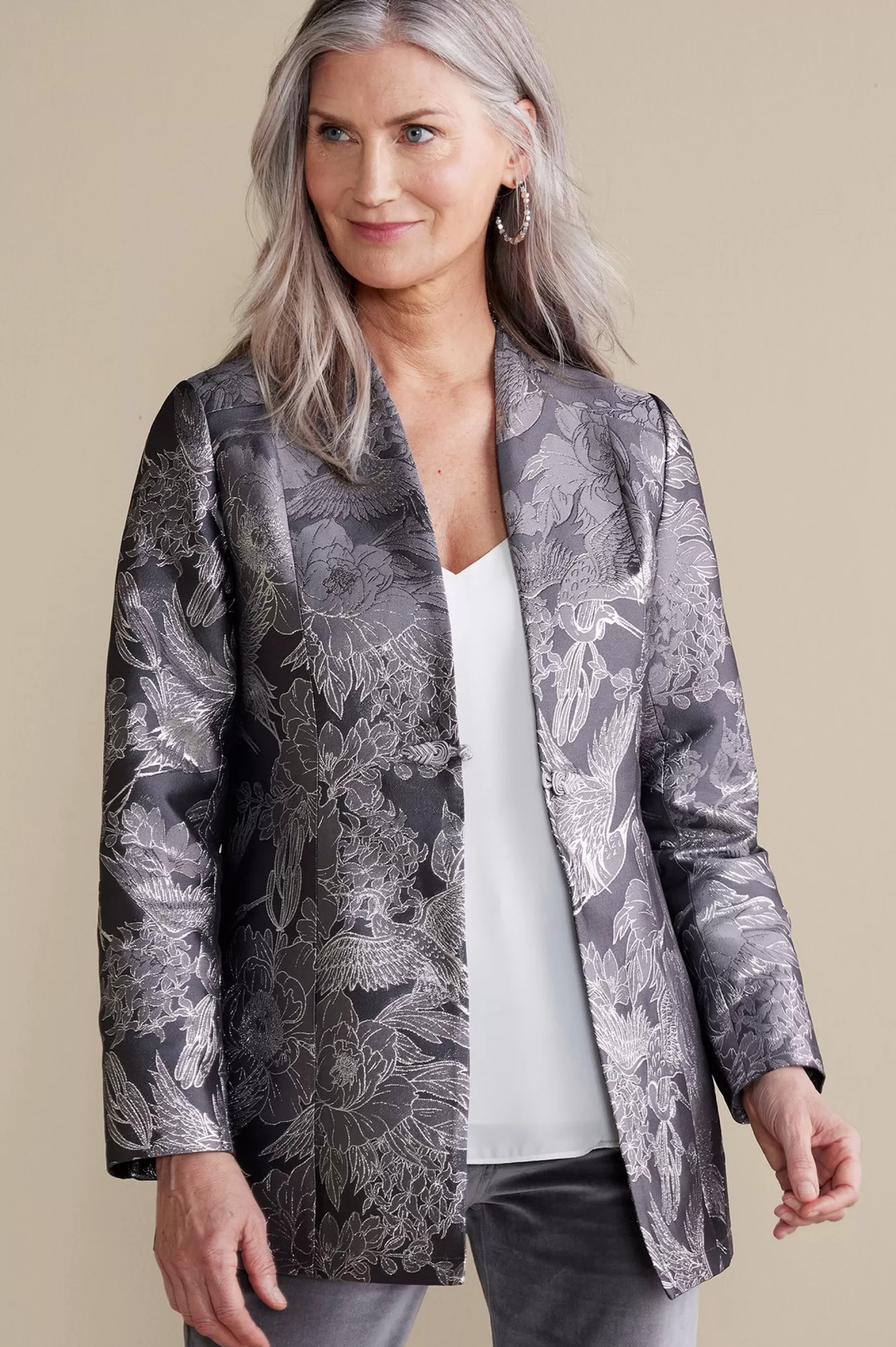 Global Artistry | Jackets & Coats-Soft Surroundings Lismore Jacquard Jacket Gray Tapestry