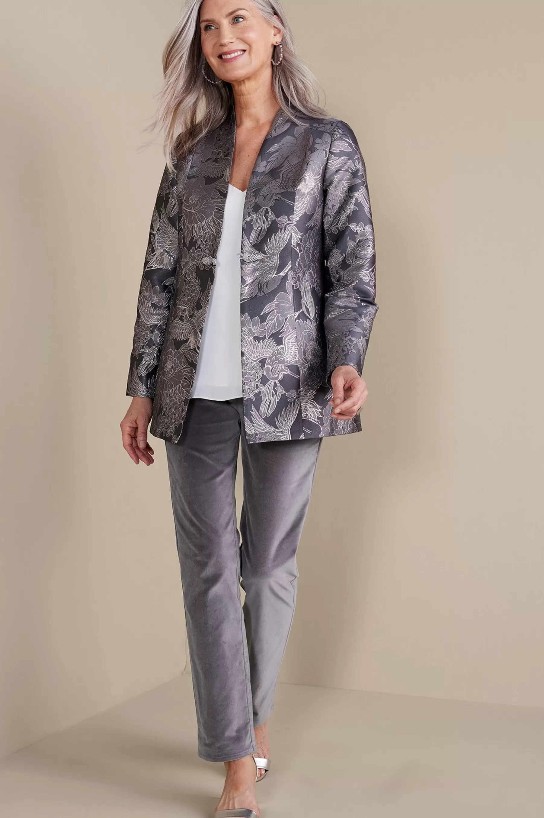 Global Artistry | Jackets & Coats-Soft Surroundings Lismore Jacquard Jacket Gray Tapestry