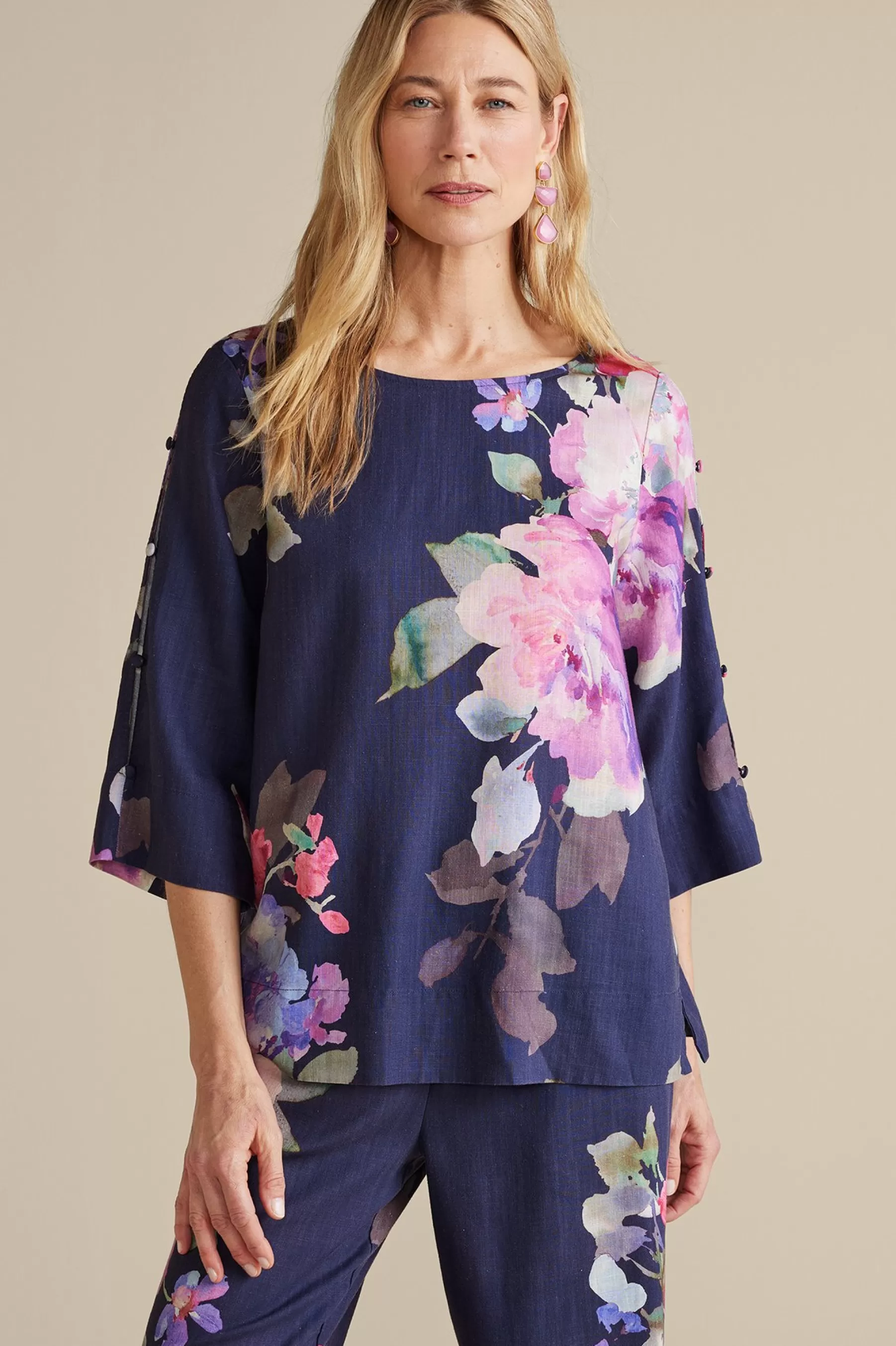 Into The Blues | Vacation Shop-Soft Surroundings Lizette Top Marseille Floral Exploded