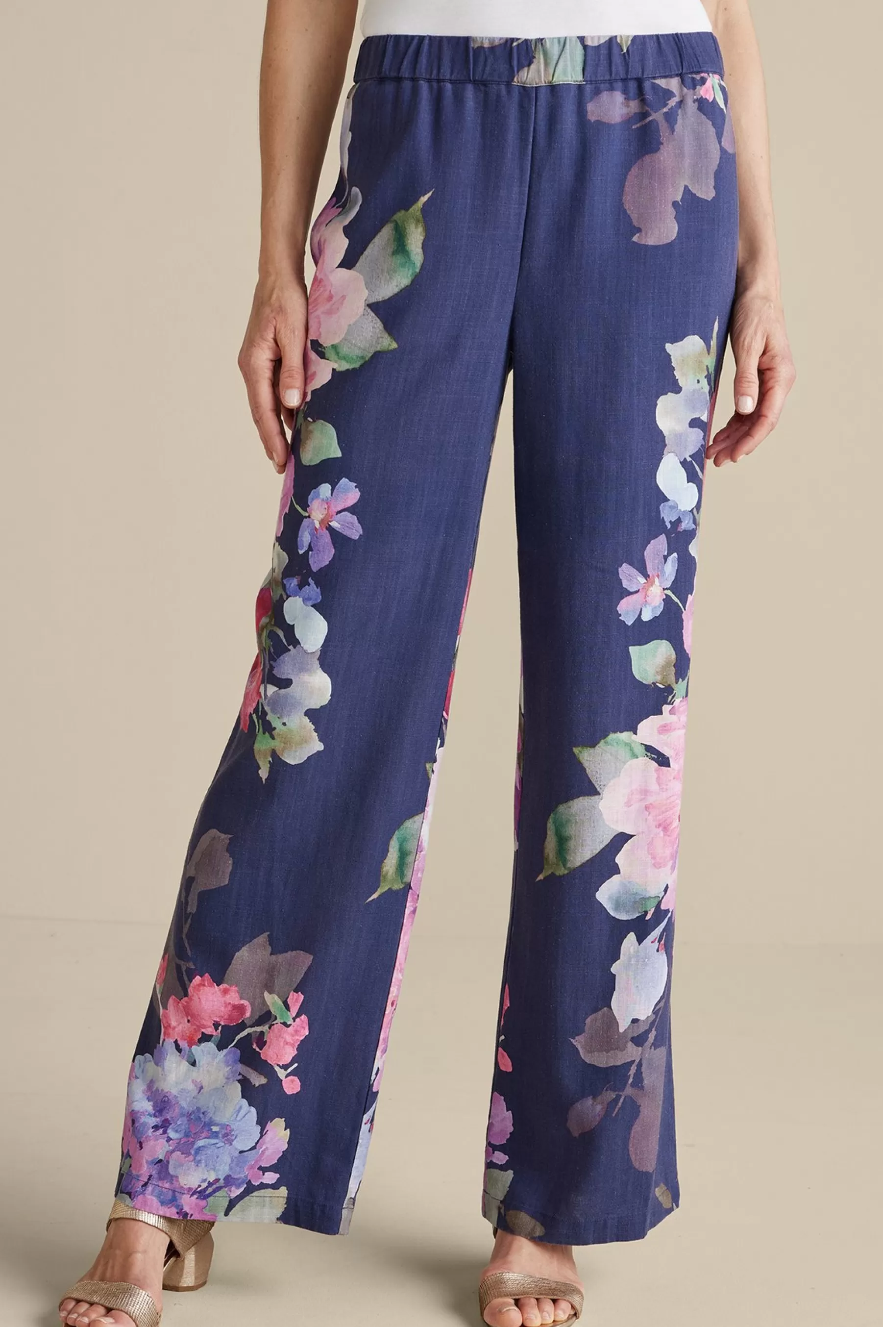 Feminine Flourish | Into The Blues-Soft Surroundings Lizette Wide-Leg Pant Marseille Floral Exploded